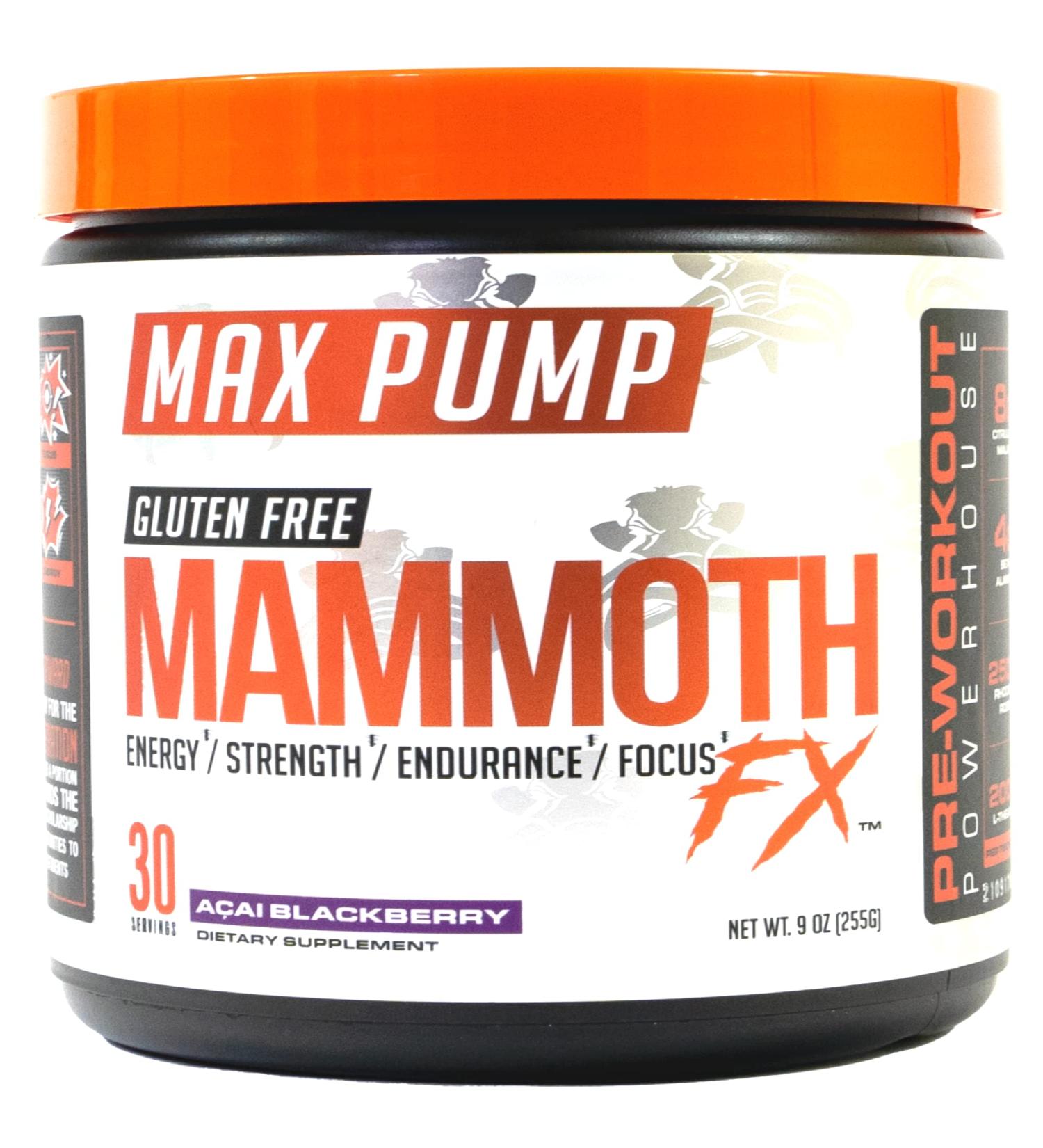 Mammoth Labs Pump Pre Workout - 30 Servings | Explosive Energy & Focus, Nitric Oxide Boosters | Build Muscle & Increase Endurance | Sugar-Free, Gluten-Free Energy for Men & Women - Buy Online on GoSupps.com
