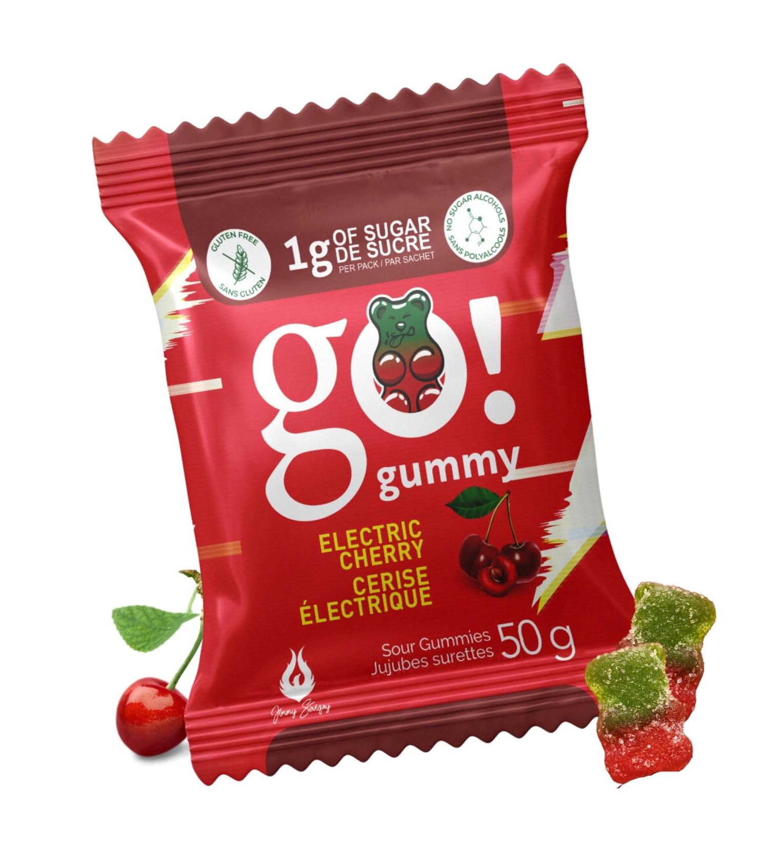 GoGummy Low Sugar (1g) Gummy Bears by Jimmy Sevigny | Cherry Sour Fruity Gummies | High Fiber No Sugar Alcohols Gluten Free | Pack of 12 x 50g Bags - Buy Online on GoSupps.com