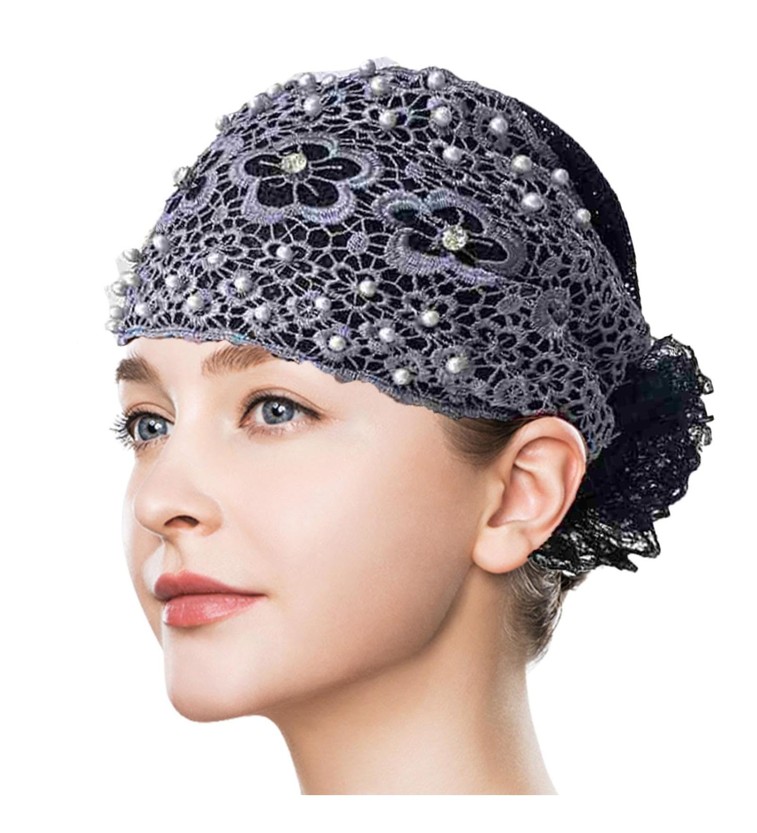 Yapetnck Lace Hairband - Elastic Dressy Women Headbands - Pearl Lace Stretch Headbands Cloth Elegant Headband Women Hair Accessories Gray - Buy Online on GoSupps.com