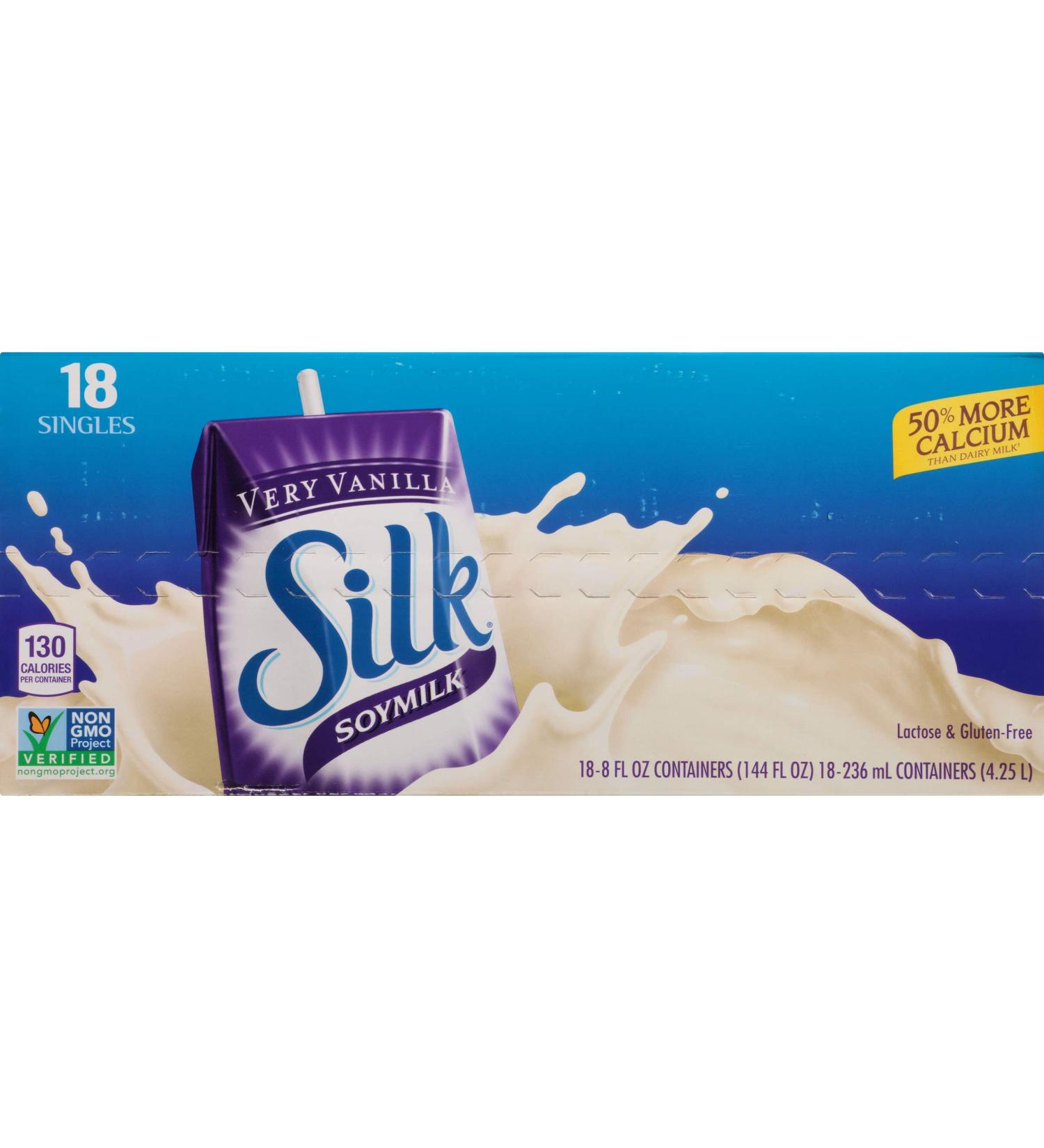 Silk Shelf-Stable Soymilk Singles - Very Vanilla (18 Pack, 8 oz) | Dairy-Free, Vegan, Non-GMO - Buy Online on GoSupps.com