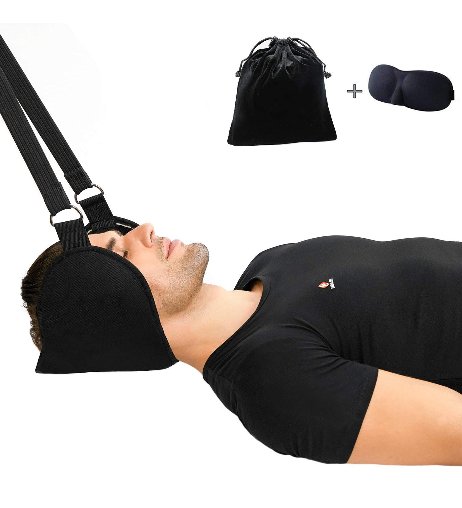 Neck Hammock - Head & Neck Massager for Pain Relief | Relaxing Neck Massage Device for Office Use (Black) - Buy Online on GoSupps.com
