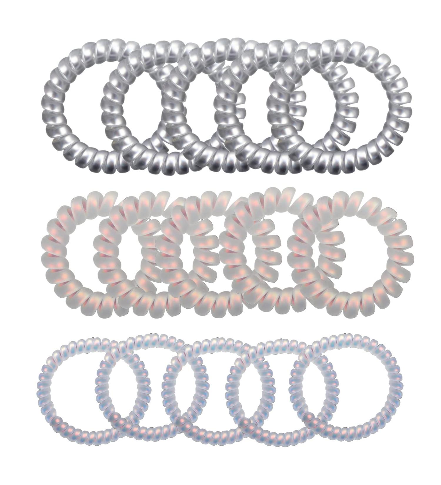 Buy Tangger 15pcs Spiral Hair Ties - Elastic Telephone Cable Ponytail Holders for Women - Buy Online on GoSupps.com