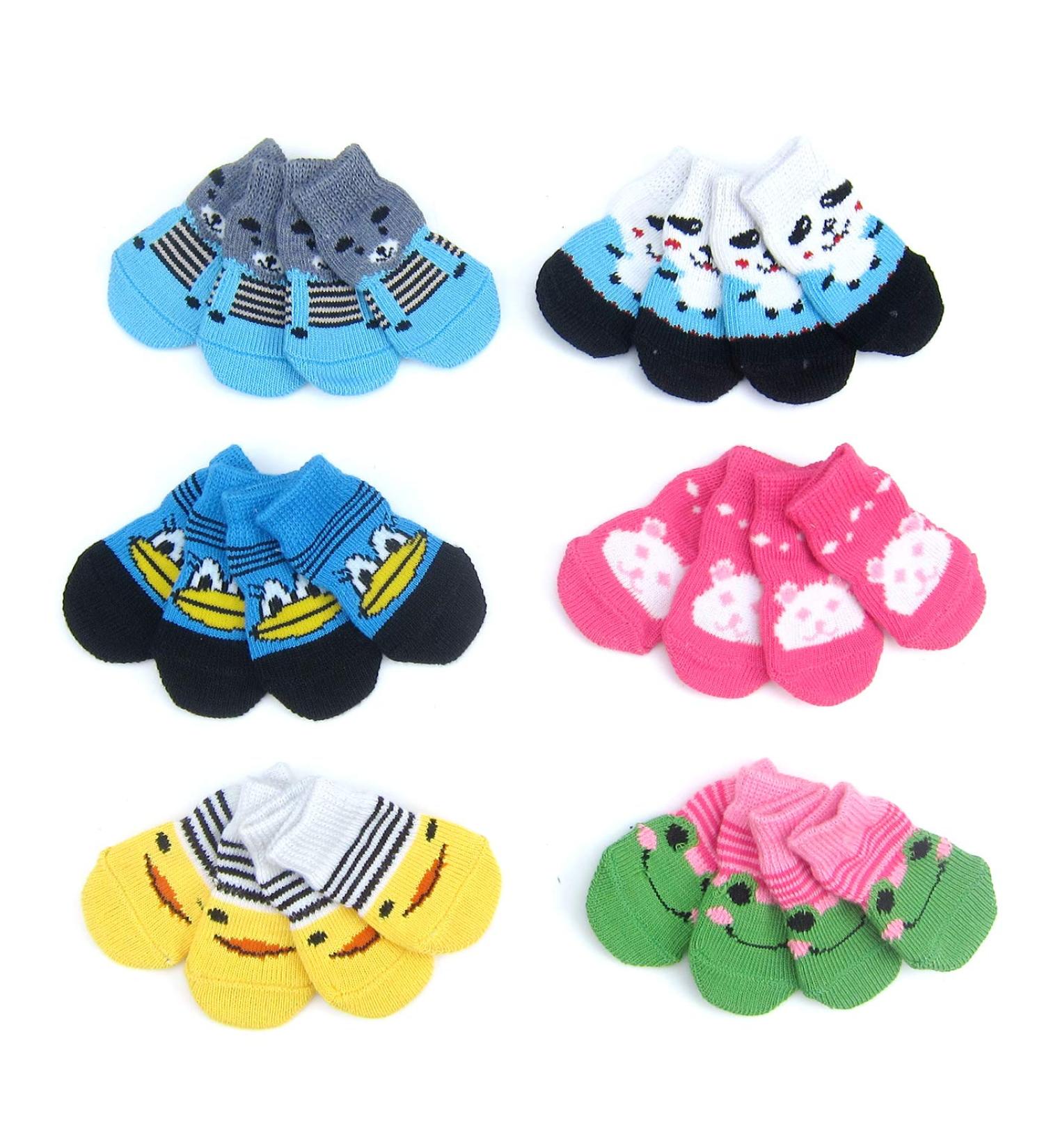 Alfie Pet Mason 6 Set of 4 Pink Anti-Slip Cotton Knit Socks - Size Medium - Buy Online on GoSupps.com