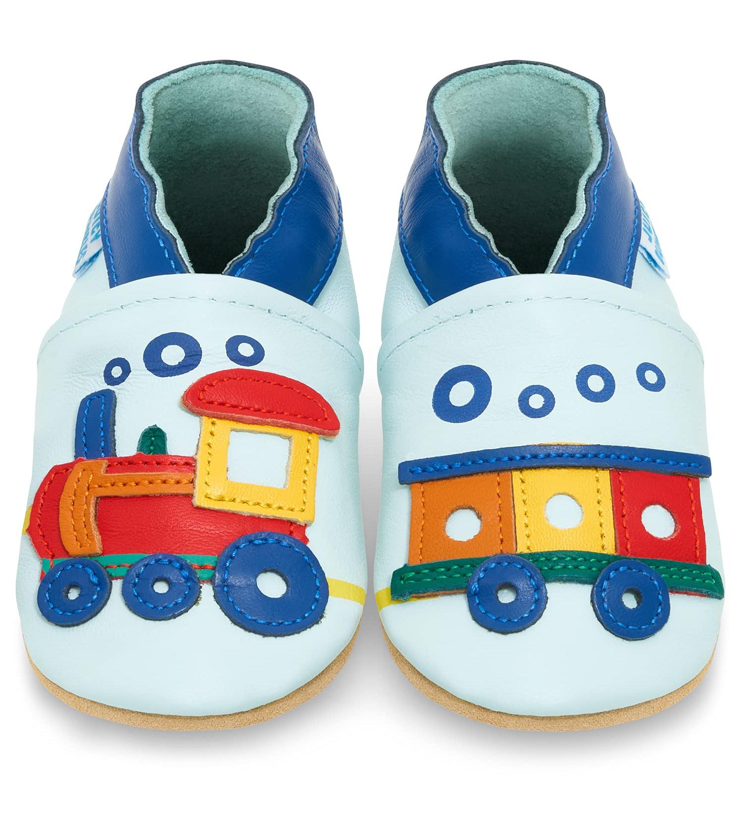 Soft Sole Leather Baby Shoes for Boys and Girls | Toddler Walking Shoes 0-6 Months - Train Design - Buy Online on GoSupps.com