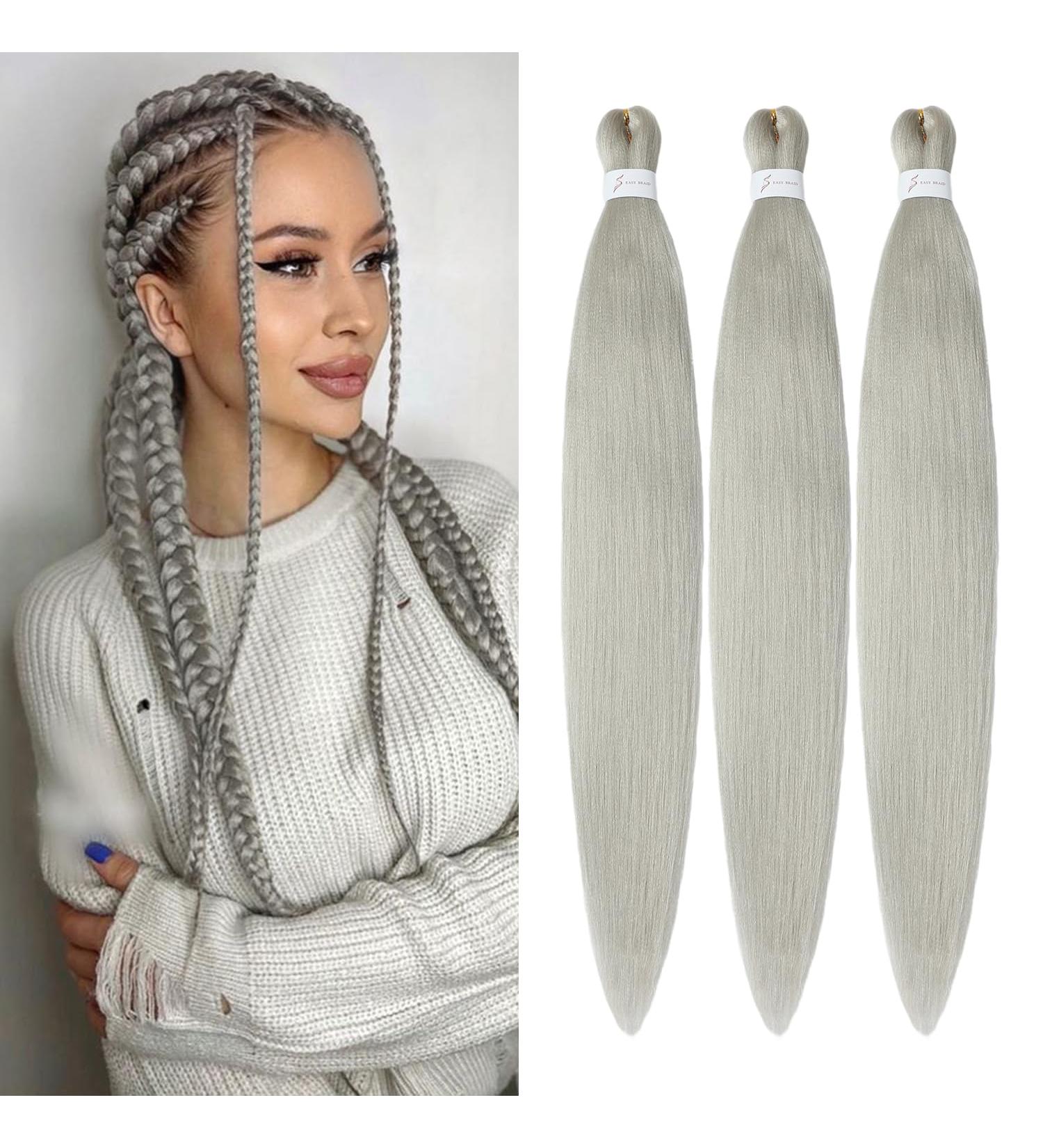 32 Inch Ginger Braided Hair Extensions - 3 Packs Kunsthaar for Box Braids | Synthetic Braiding Hair (Silver#) - Buy Online on GoSupps.com