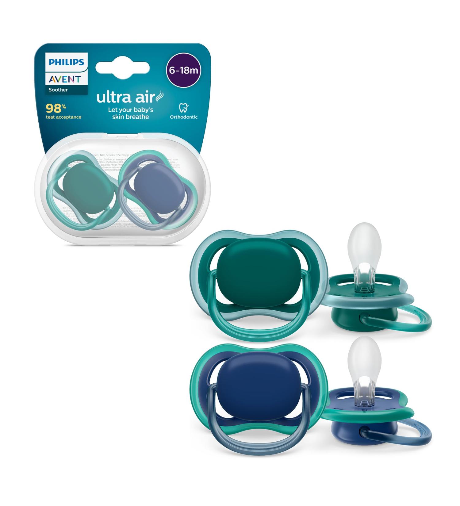 Philips Avent Ultra Air Pacifiers Lightweight and Airy Pacifiers for Babies Aged 6 to 18 Months 0% BPA with Sterilizer Car - Buy Online on GoSupps.com