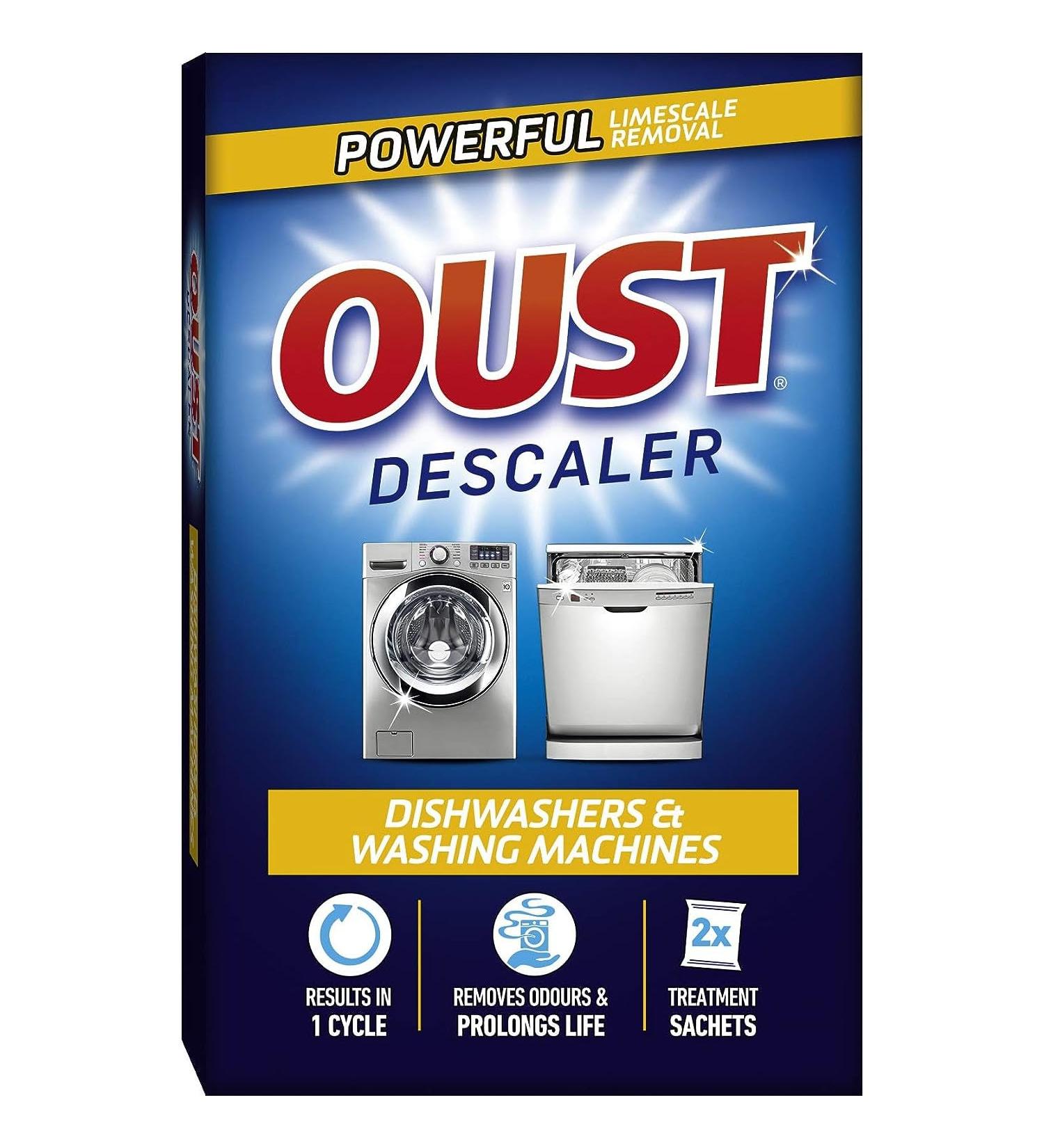 AMK Oust Dishwasher & Washing Machine Deep Cleaning Descaler Limescale Remover Cleaner Multi Purpose 2x 75g Sachets