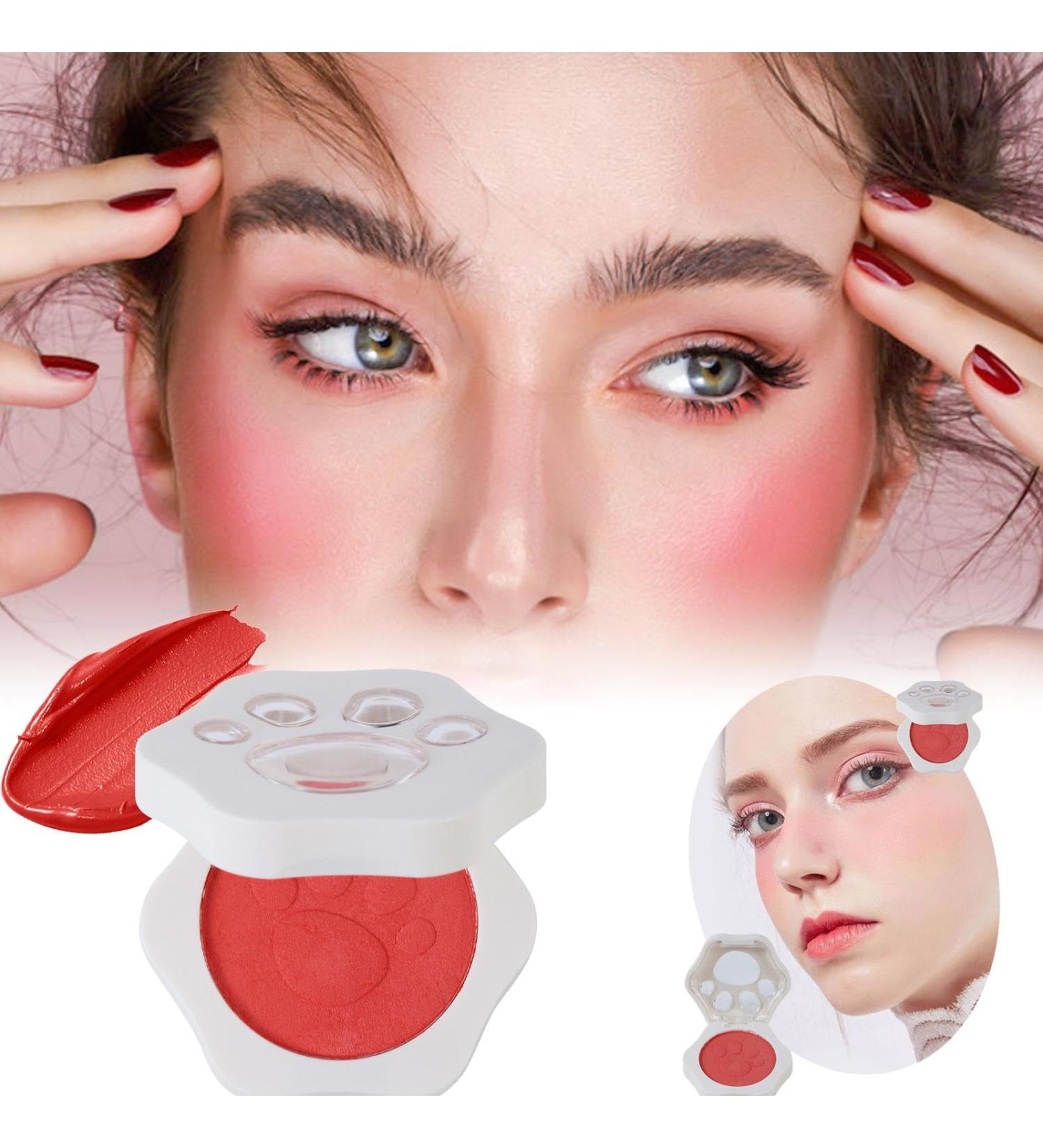  Ziennhu Powder Cream Blusher - Matte Cream Cheek Blusher Matte Lipstick Mud For Cheeks Natural Blush Cream With Cat Claw Pattern To Improve Skin Tone - Buy Online on GoSupps.com