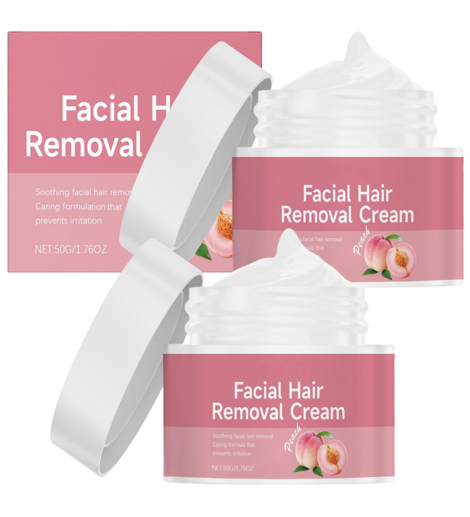  JASUBAI Delicate Facial Hair Removal Cream for Women and Men Upper Lip and Chin Fast Action for Smooth Skin with Peach Extracts Moisturizing and Nourishing (2PCS) - Buy Online on GoSupps.com