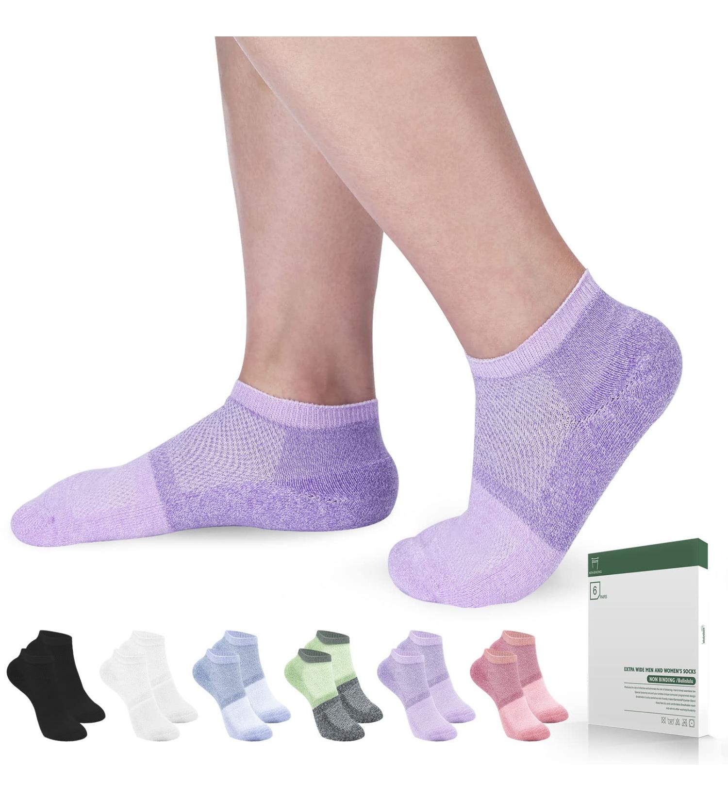 Bulinlulu Diabetic Socks - 6 Pairs Bamboo Non Binding Ankle Low Cut Socks for Women & Men - Bright Colors - Medium Size - Buy Online on GoSupps.com