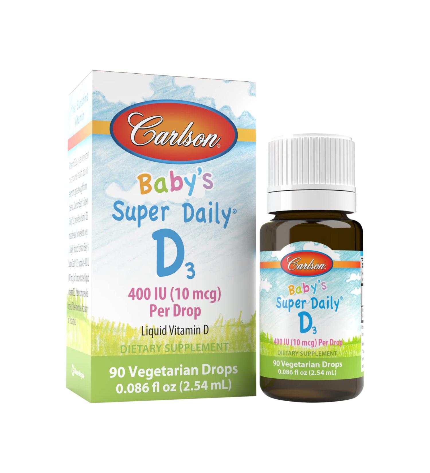 Carlson Laboratories Super Daily D3 for Baby 0.086 Fl oz 90 Drops (0.086 Fl Oz) (Pack of 1) - Buy Online on GoSupps.com