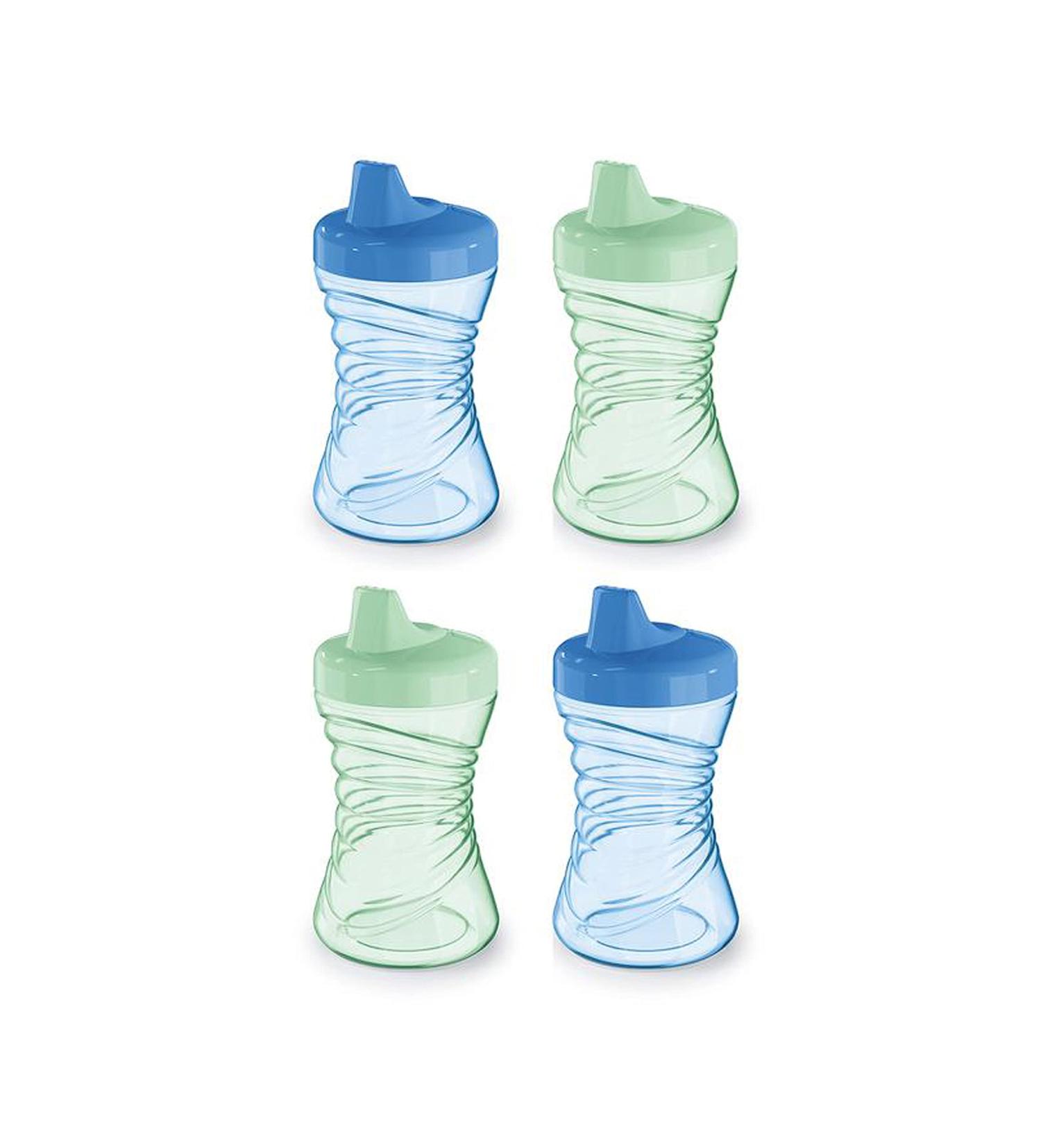 NUK Fun Grips 10 oz Hard Spout Sippy Cup 4pk - Easy-to-Hold Toddler Cup - Blue/Green - 4 Count - Buy Online on GoSupps.com
