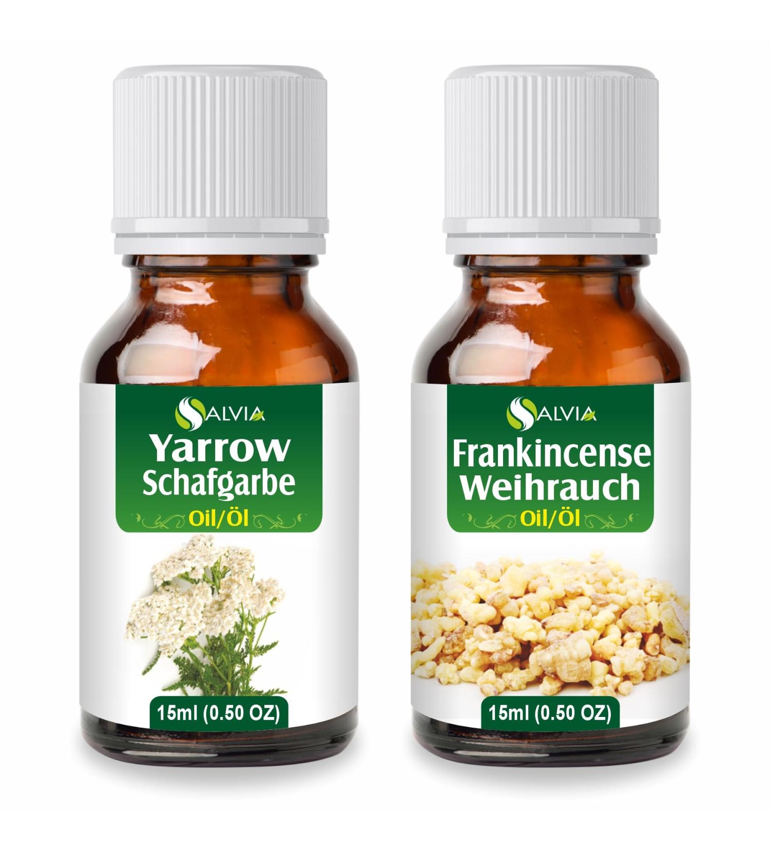 Salvia Salvia Oil Combo: Yarrow (Achillea millefolium) 0.51 Fl oz (15 ml) & Frankincense Tartar Oil (Boswellia serrata) 15 ml (15 ml)