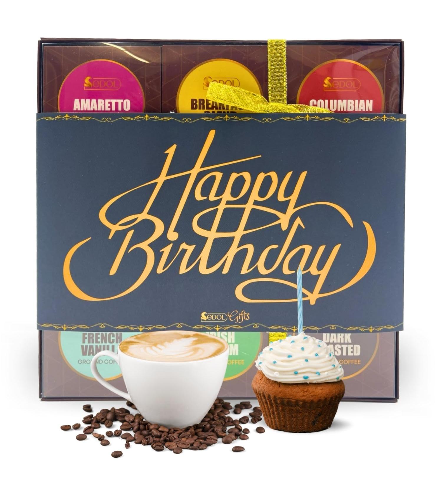 Happy Birthday Coffee Gift Set - Gourmet Ground Coffee Gift Set with 9 Flavours - Premium Medium-Dark Roasted Ground Coffee Beans Gift Set - Gift for Coffee Lover - Birthday Gifts for Him and Her - Buy Online on GoSupps.com
