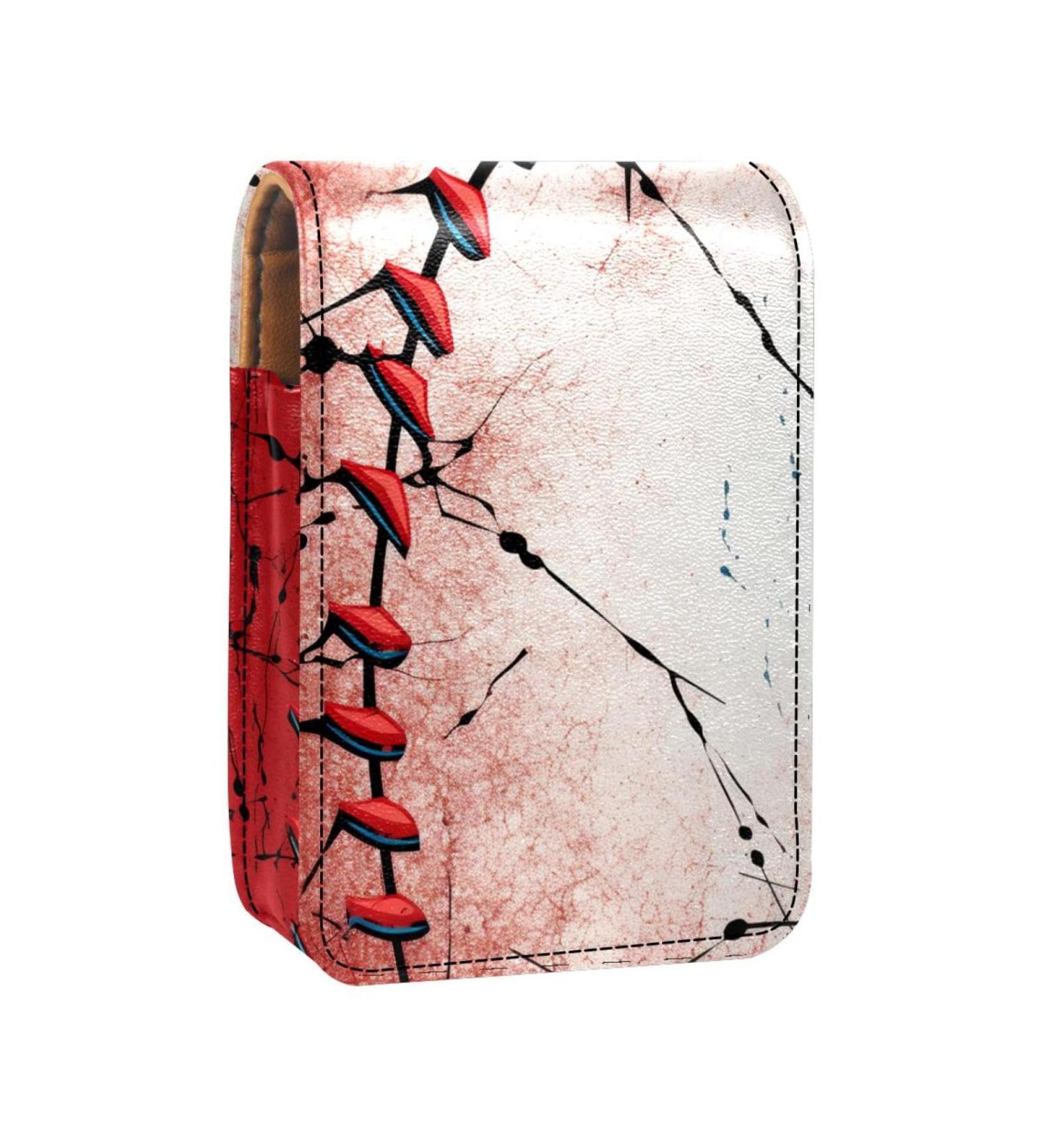 Travel Lipstick Organizer Case | Portable Makeup Bag with Mirror | Baseball Texture D989a8reci - Shop Now for International Shipping - Buy Online on GoSupps.com