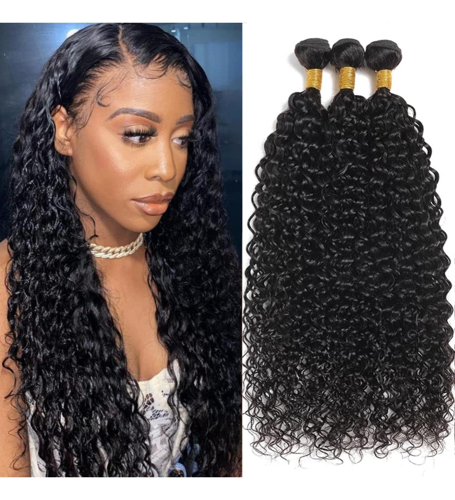 Menalue Brazilian Virgin Water Wave Curly Hair Bundles 16 18 20 Inch - 3 Bundles 100% Unprocessed Wet & Wavy Remy Hair in Natural Black Color - Buy Online on GoSupps.com