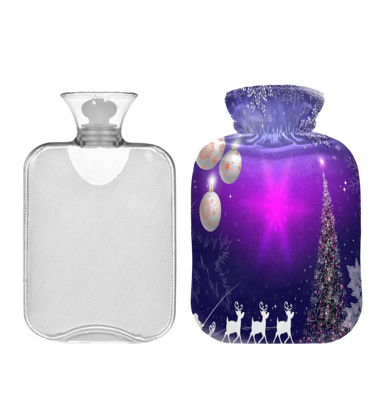 KCL Deci 2L Hot Water Bottle with Cover - Christmas Tree & Snowflakes | Foot Warmer & Pain Relief - Perfect for New Year & Cramps - Hot & Cold Therapy - Buy Online on GoSupps.com