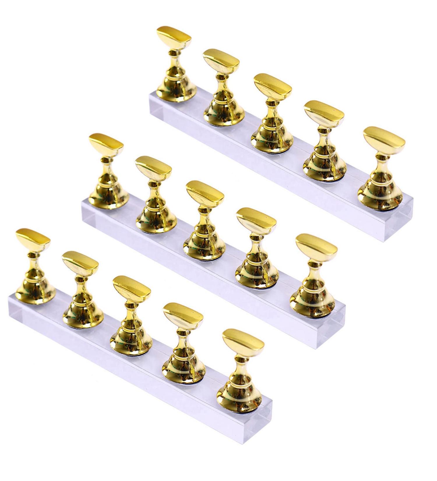 Tinsow Acrylic Fingernail DIY Nail Art Display Stand - Gold | Practice & Training Finger Stand - Buy Online on GoSupps.com