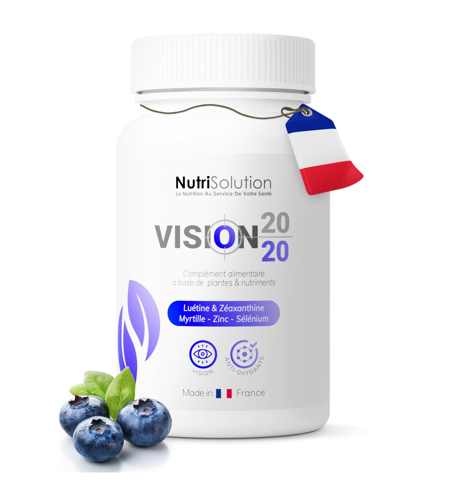 Vision 20/20: Natural Eye Health Supplement with Blueberry Lutein and Zeaxanthin - Promotes Clear Vision - 30 Vegan Capsules - Buy Online on GoSupps.com