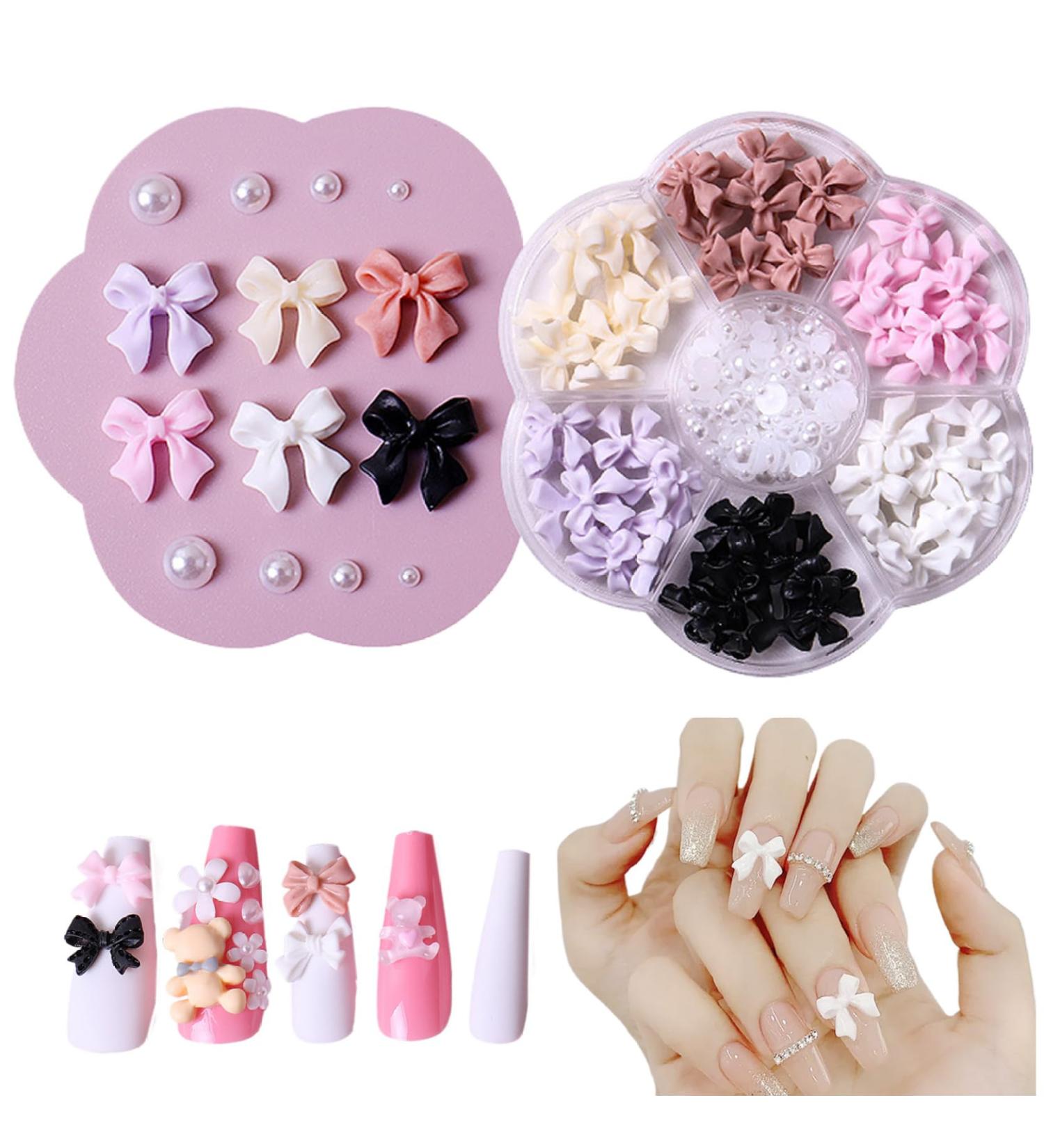 1 box of bow nail art charms with 7 grids colorful nail charms and gemstones various s nail art bow DIY nail art accessories - Buy Online on GoSupps.com