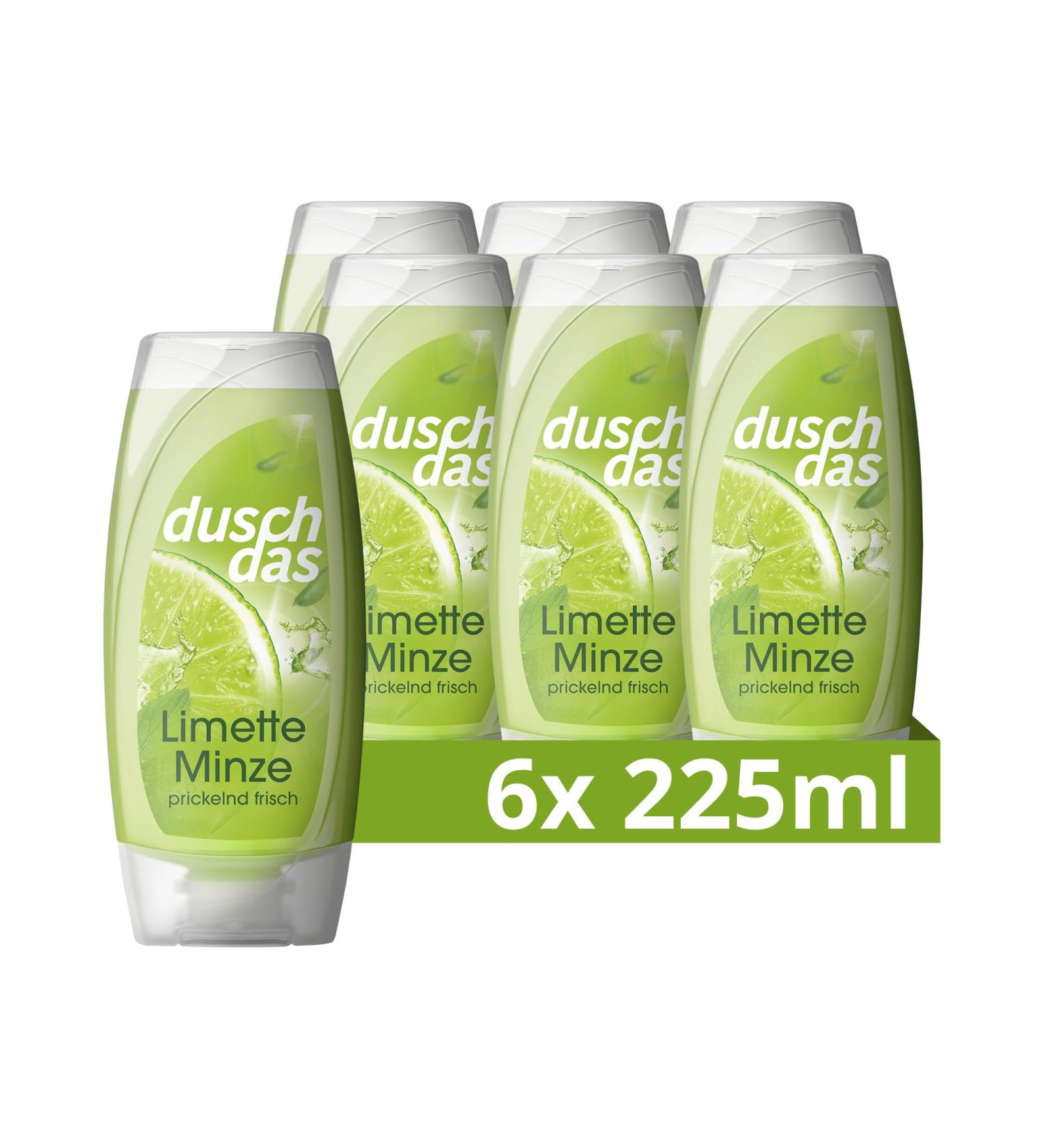 Duschda Lime Mint Shower Gel - 6x225ml Fresh-Energy Formula for a Refreshing Start - International Shipping - Buy Online on GoSupps.com