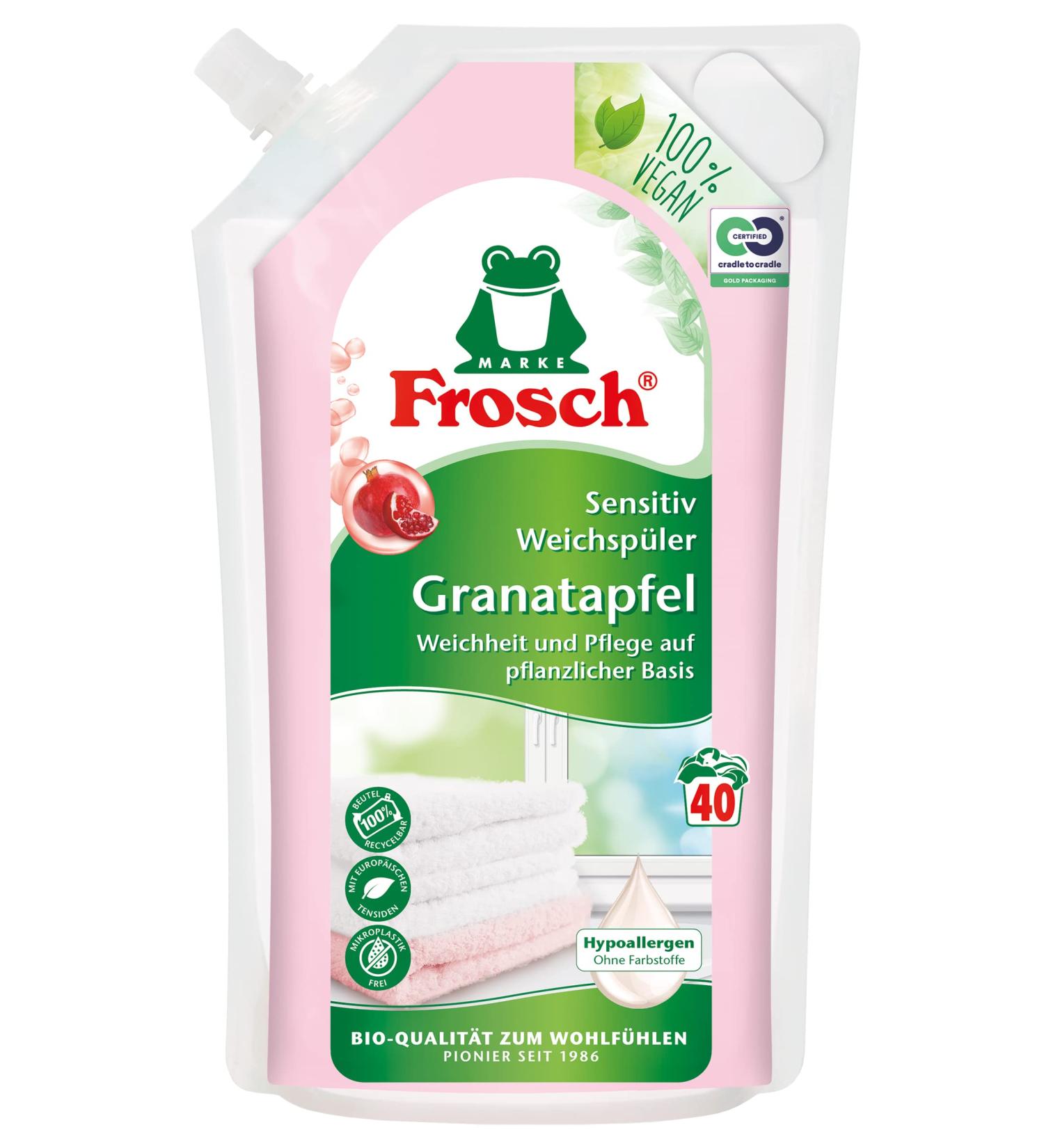 Frosch Pomegranate Sensitive Softener Vegan Laundry Care 40 Wash Loads 1L Eco-Friendly Fabric Softener - Buy Online on GoSupps.com