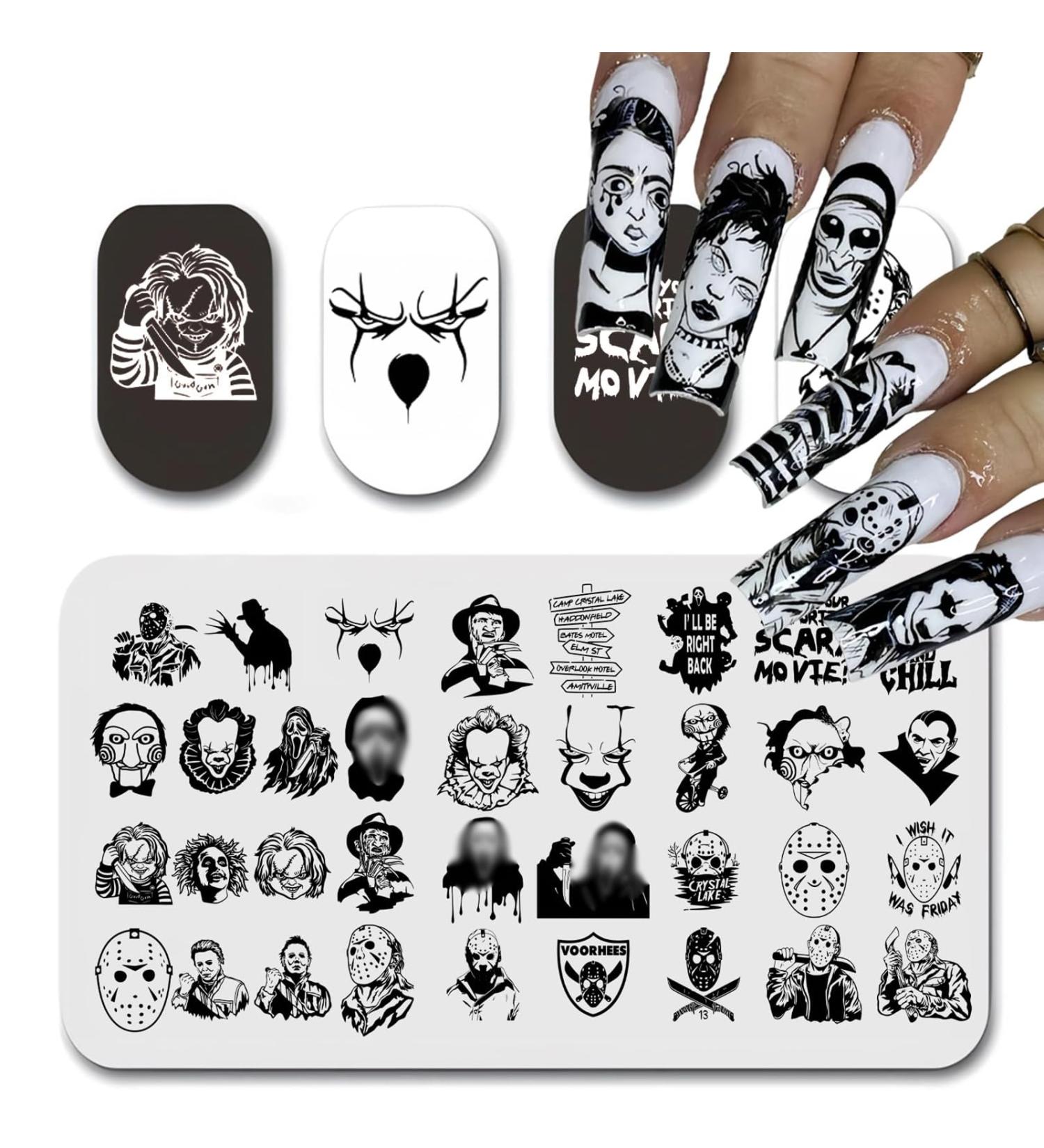 Halloween Nail Stamping Plate & Kit | Scary Movie Characters | DIY Horror Nail Art for Women & Girls - Buy Online on GoSupps.com