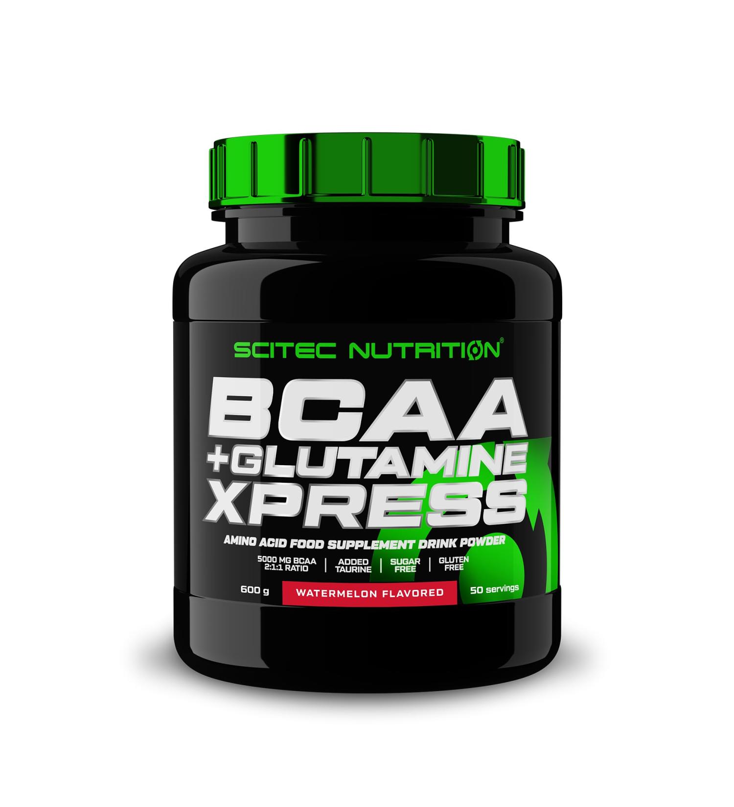 Scitec Nutrition BCAA + Glutamine Xpress - Essential Amino Acid Blend - with 5g BCAAs 2:1:1-5g Glutamine - Enriched with Taurine 600g Watermelon - Buy Online on GoSupps.com