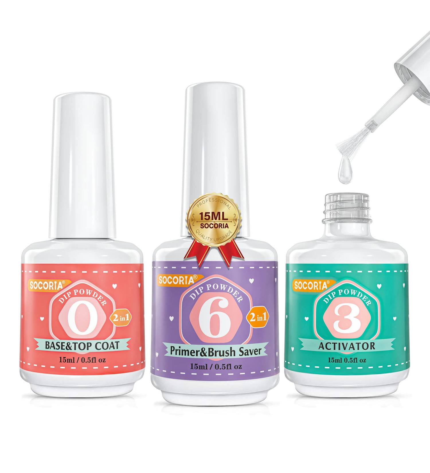 SOORIA Dip Powder Liquid Set - 2-in-1 Base & Top Coat, Primer, Activator - Nail Art DIY Salon French Manicure - Fast Dry, No Lamp Needed - Buy Online on GoSupps.com