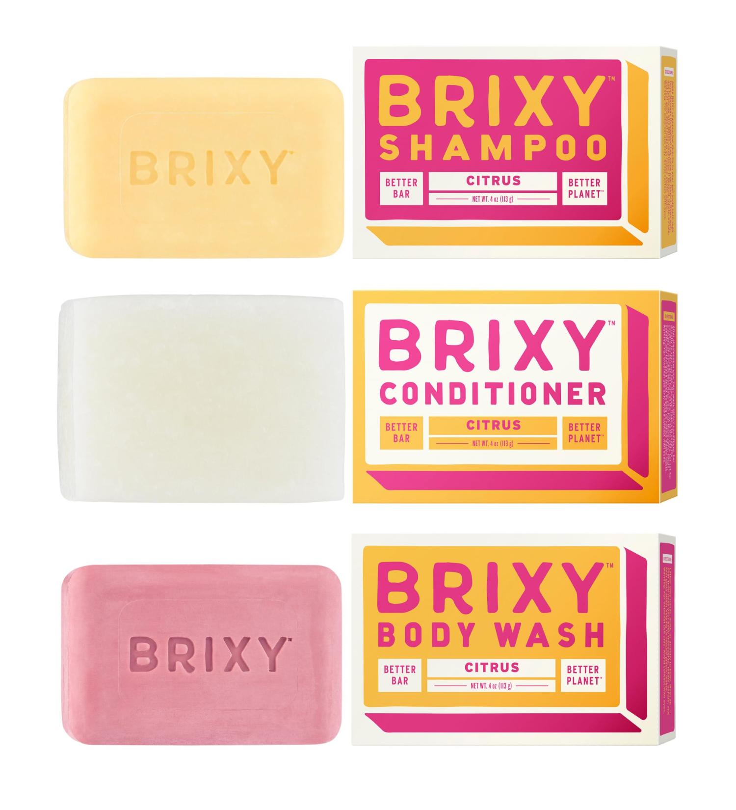BRIXY Balancing Shampoo & Conditioner Bar Set | Moisturizing Body Wash Bar | Controls Oil Hydrates All Hair Types | pH Balanced Color Safe Vegan Citrus - Buy Online on GoSupps.com