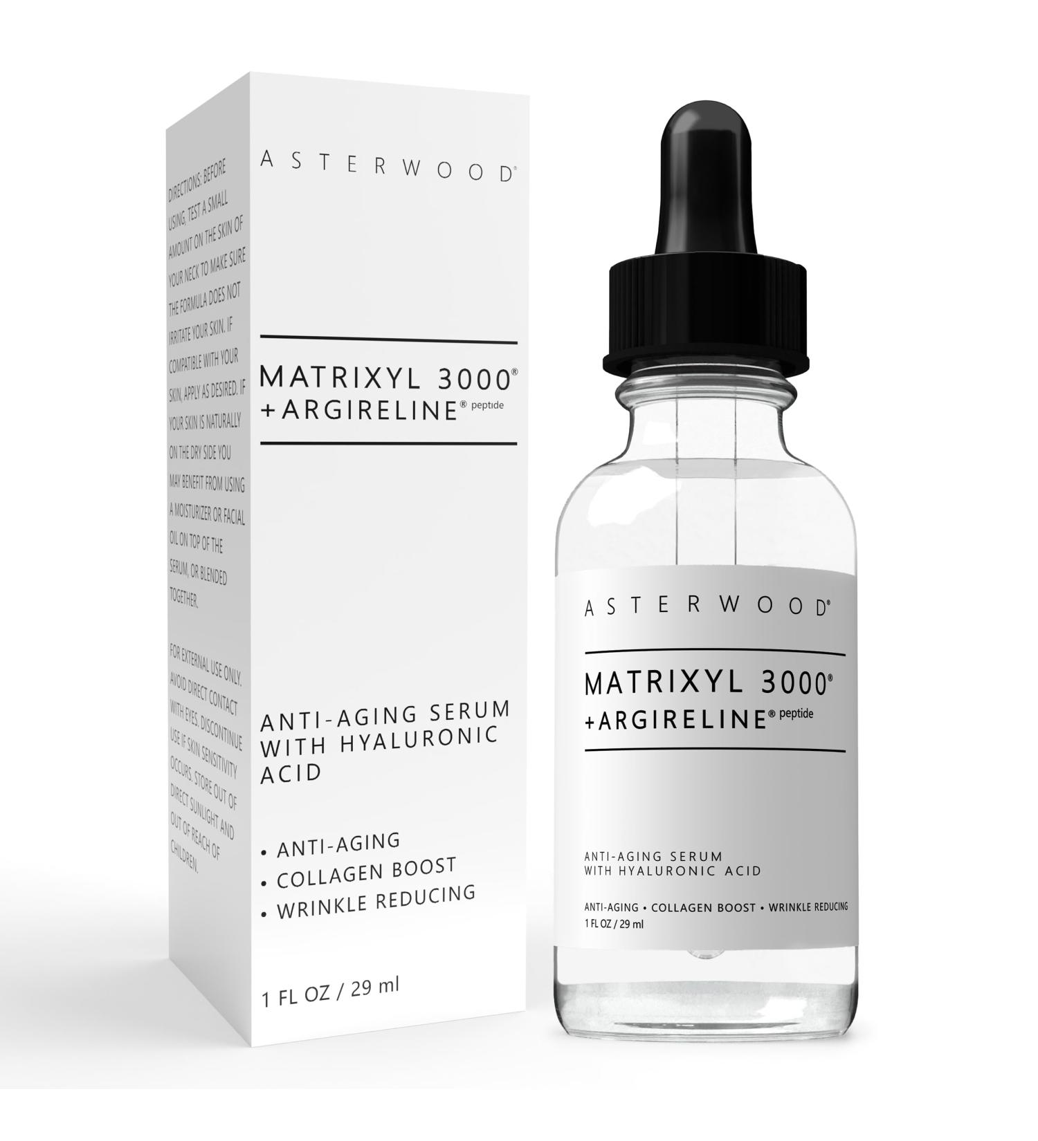 Asterwood Matrixyl 3000 + Argireline Serum for Face - Multi Peptide Serum with Hyaluronic Acid - Anti-Aging Wrinkle Reducing Collagen Boosting - Fragrance-Free - 1 Fl Oz 1 Fl Oz (Pack of 1) - Buy Online on GoSupps.com