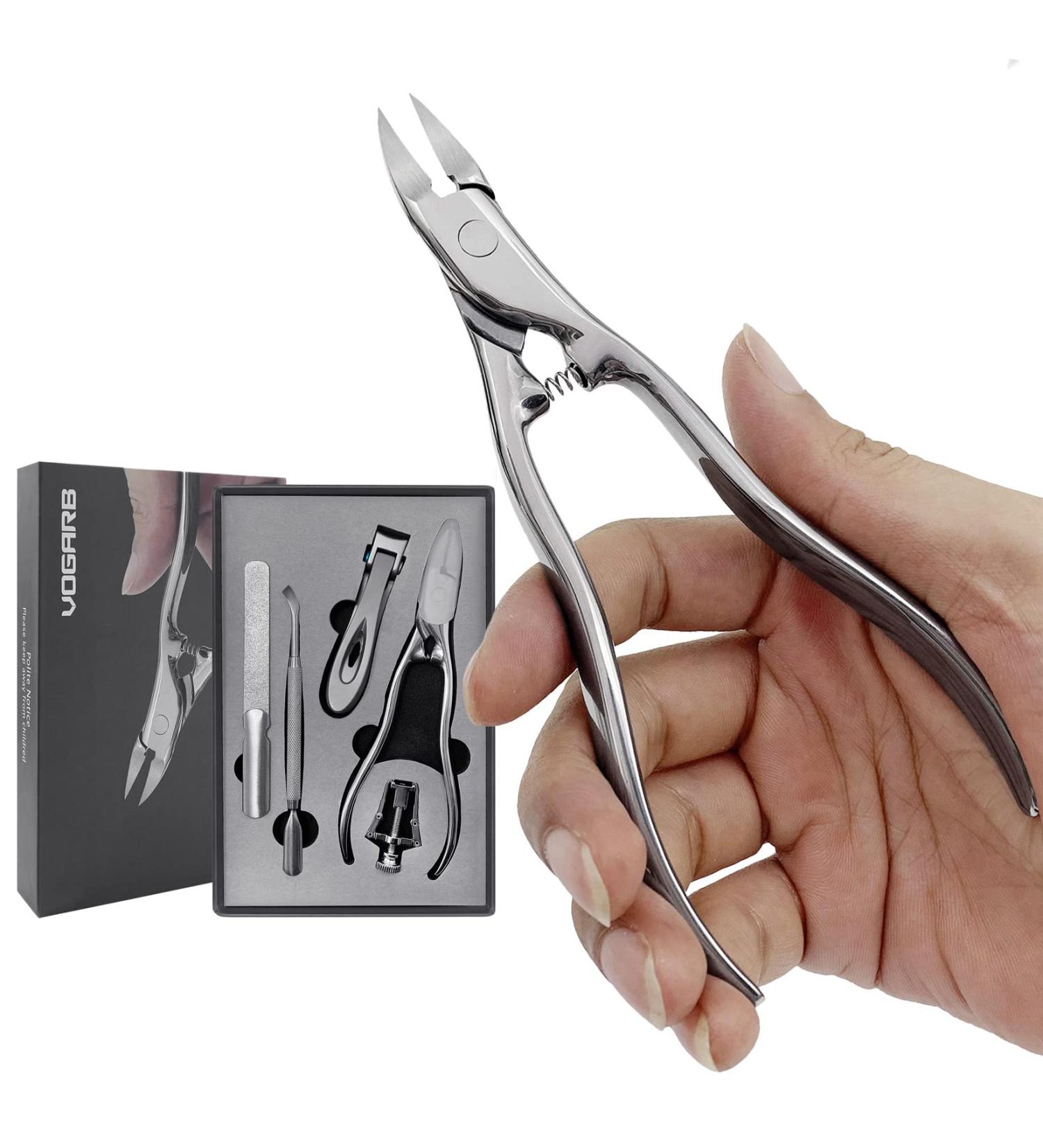 VOGARB 5pcs Large Nail Clippers Set - Professional Podiatrist Pedicure Tool for Thick/Ingrown Nails - Long Handle Trimmer for Seniors - Heavy Duty Wide Opening Cutter - Buy Online on GoSupps.com