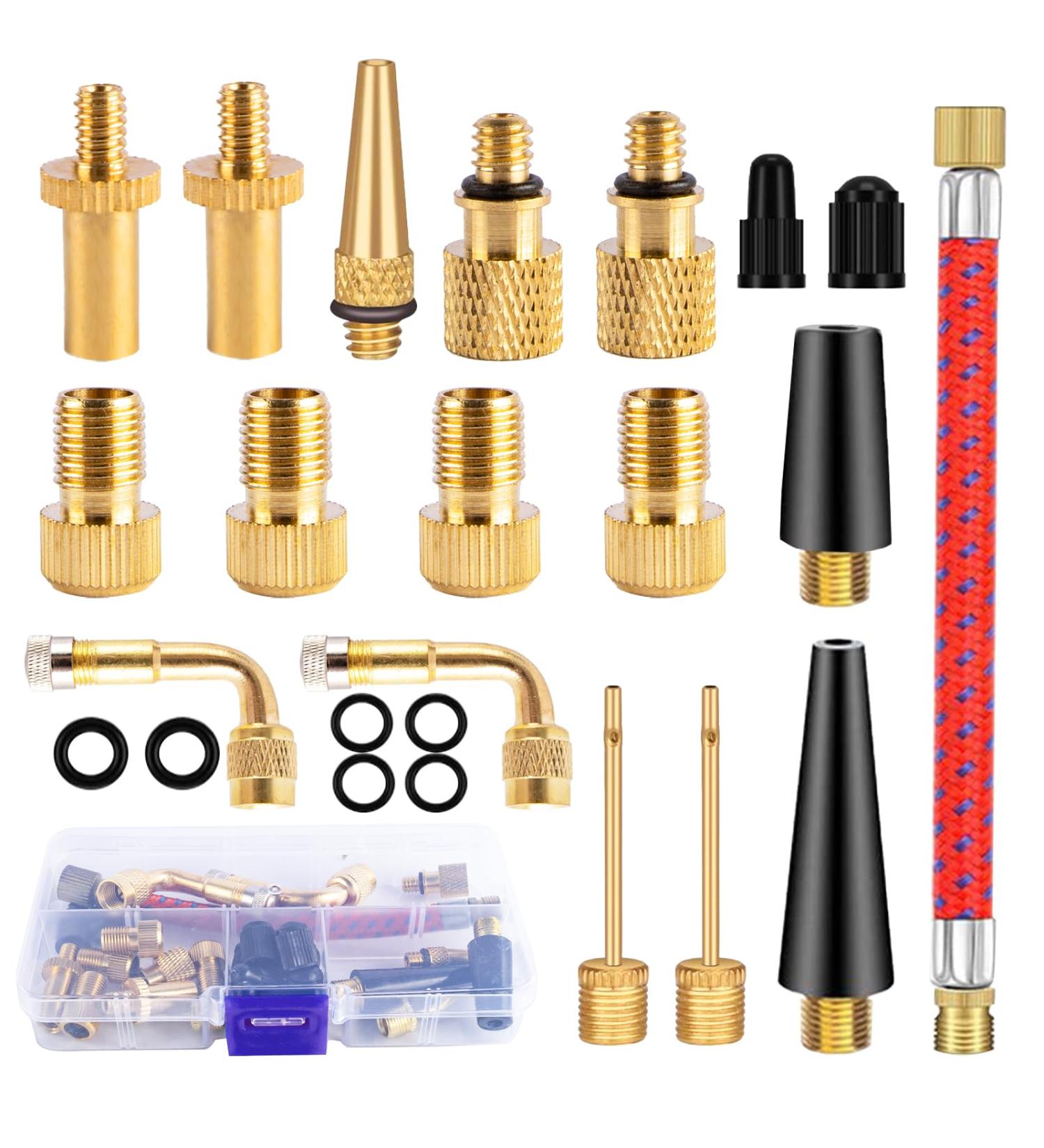 High-Quality Bicycle Valve Adapter Set - 32pc with Sealing Rings & Sorting Box for DV AV SV - International Shipping Available! - Buy Online on GoSupps.com