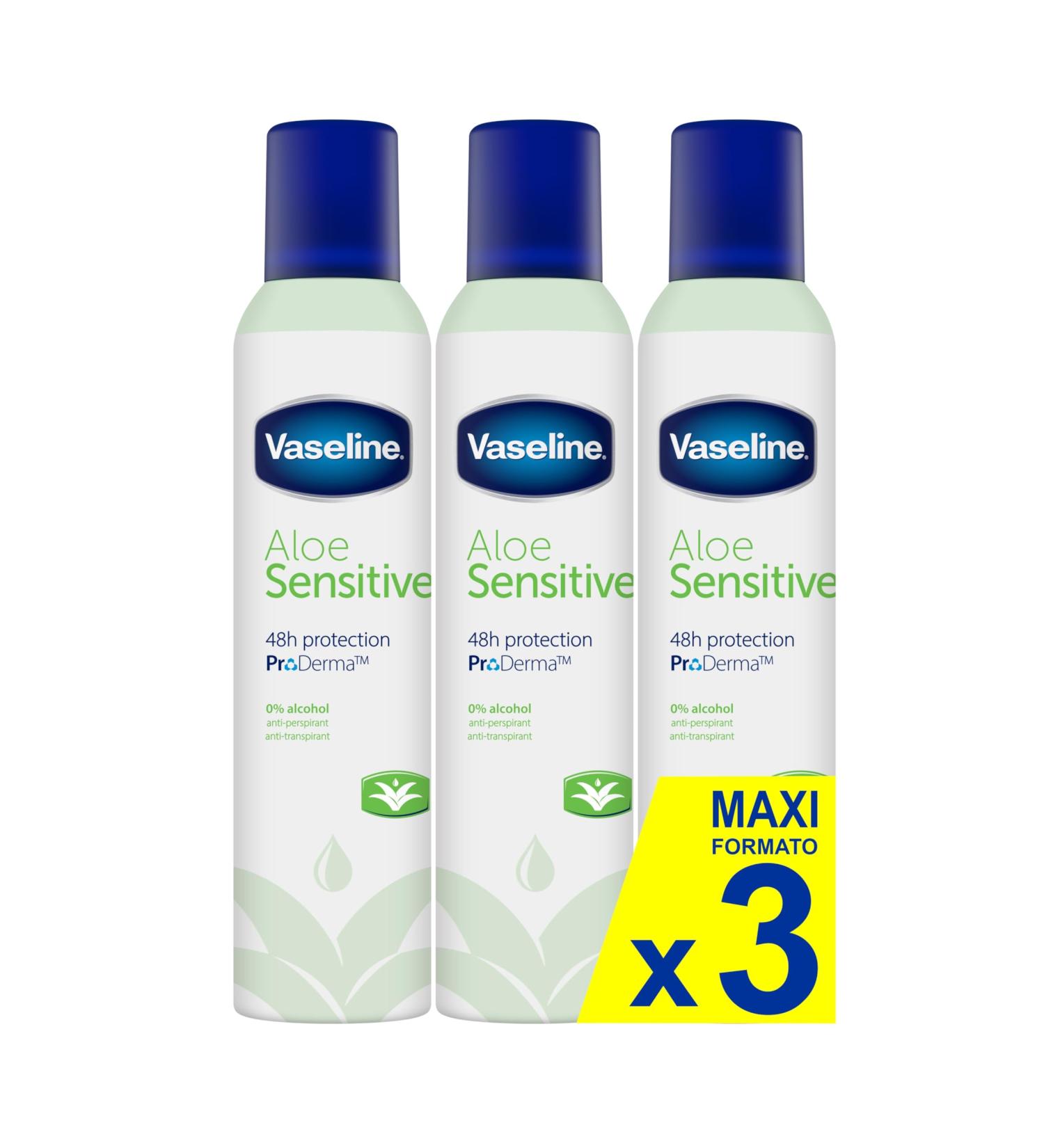  Vaseline Vaseline Aloe Sensitive 48h 250ml | 0% d'alcool (pack de 3) - Buy Online on GoSupps.com