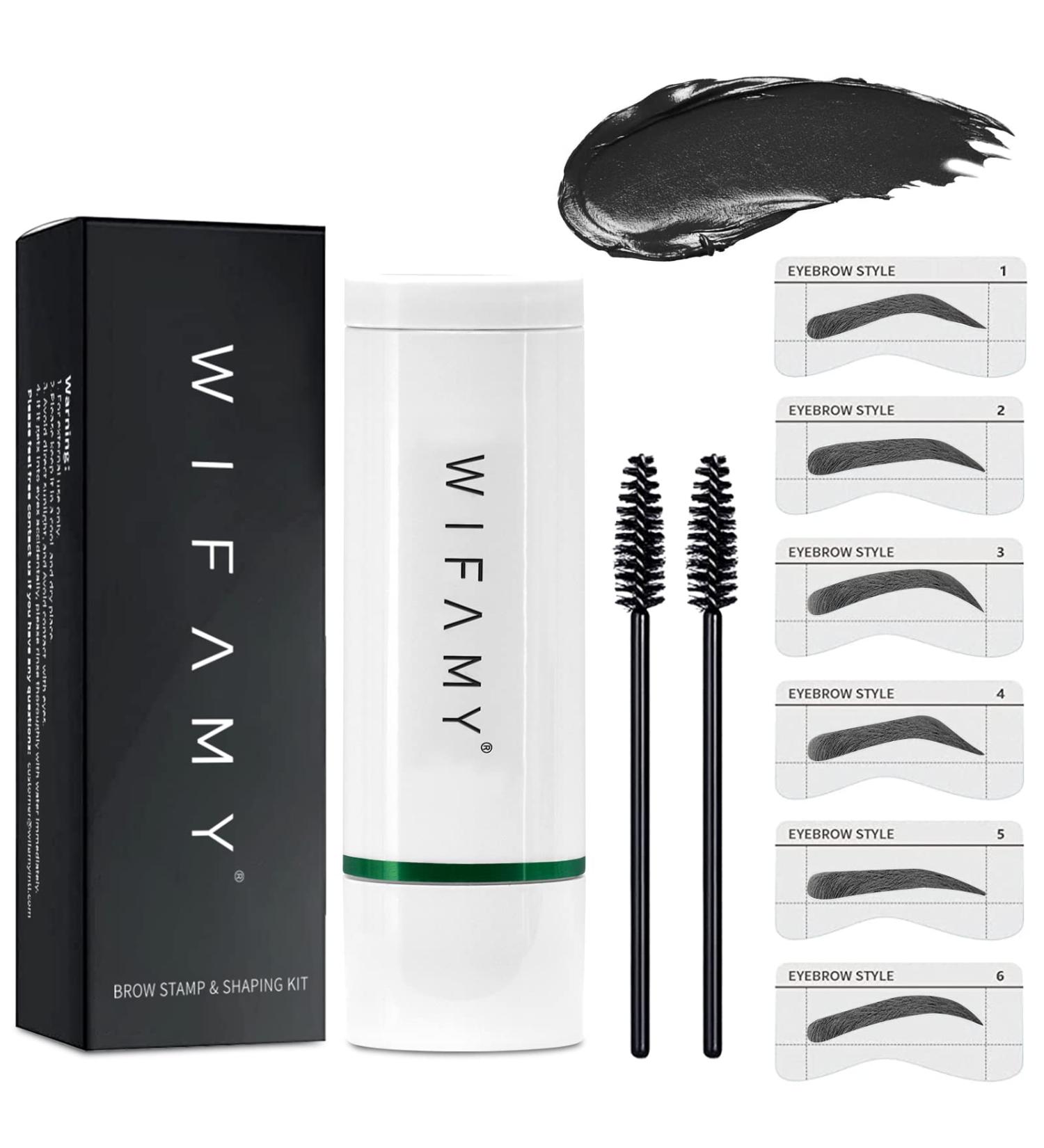 Dark Grey Eyebrow Stamp Stencil Kit - One Step Brow Stamp Makeup Powder with Mirror | Reusable Stencils for Thicker, Fuller Brows - Waterproof and Long Lasting - Buy Online on GoSupps.com