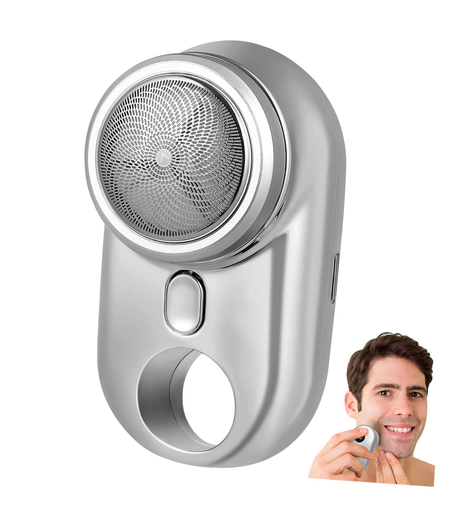 Shop Mini Electric Shaver for Men - Portable Trimmer Back Shaver & Nose Hair Remover | Travel-Friendly Razor in Silver - Buy Online on GoSupps.com