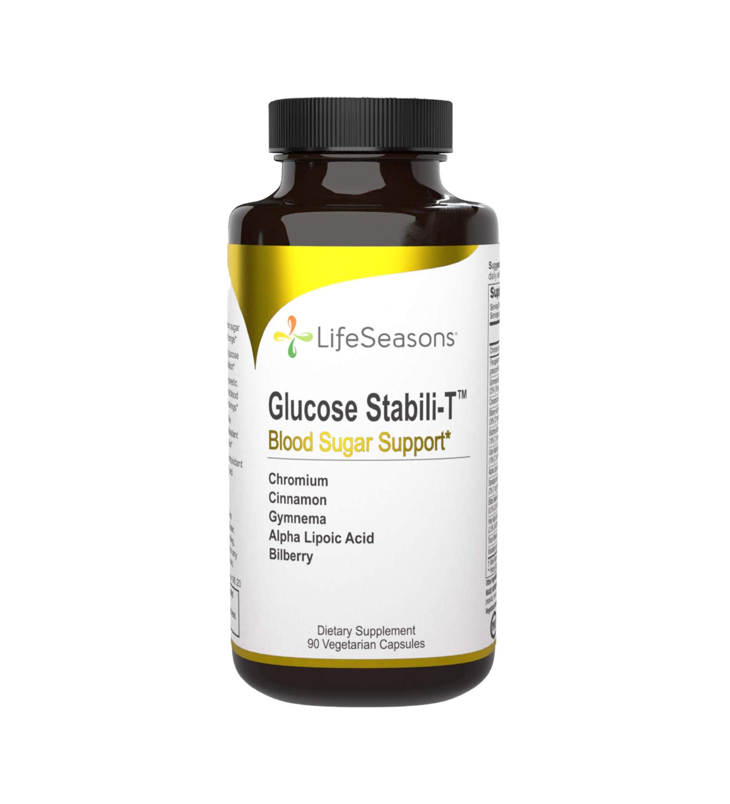 LifeSeasons Glucose Stabili-T: Blood Sugar Support - 90 Vegetarian Capsules - Buy Online on GoSupps.com