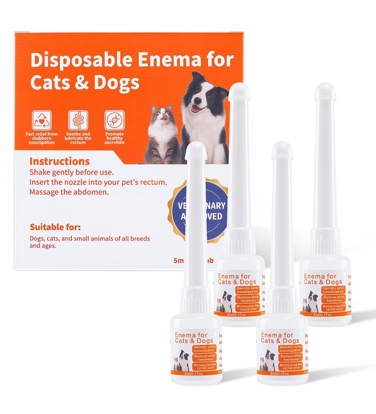 Tauphete Disposable Enema for Cats & Dogs Pet Enema for Constipation Quickly Softens Stool Easy-to-Use Enema Kit for Small Animals Vet Recommended 5 mL(4 Pack) - Buy Online on GoSupps.com