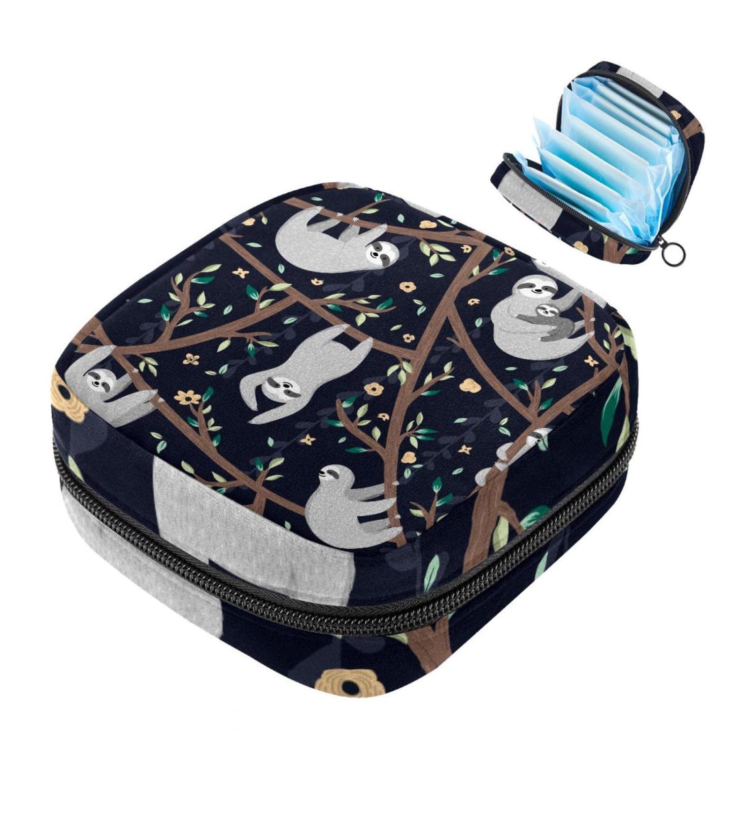 Shop Cute Sloth Floral Women's Napkin Storage Bag - Portable Menstruation Cup & Bandages for First Period - Buy Online on GoSupps.com