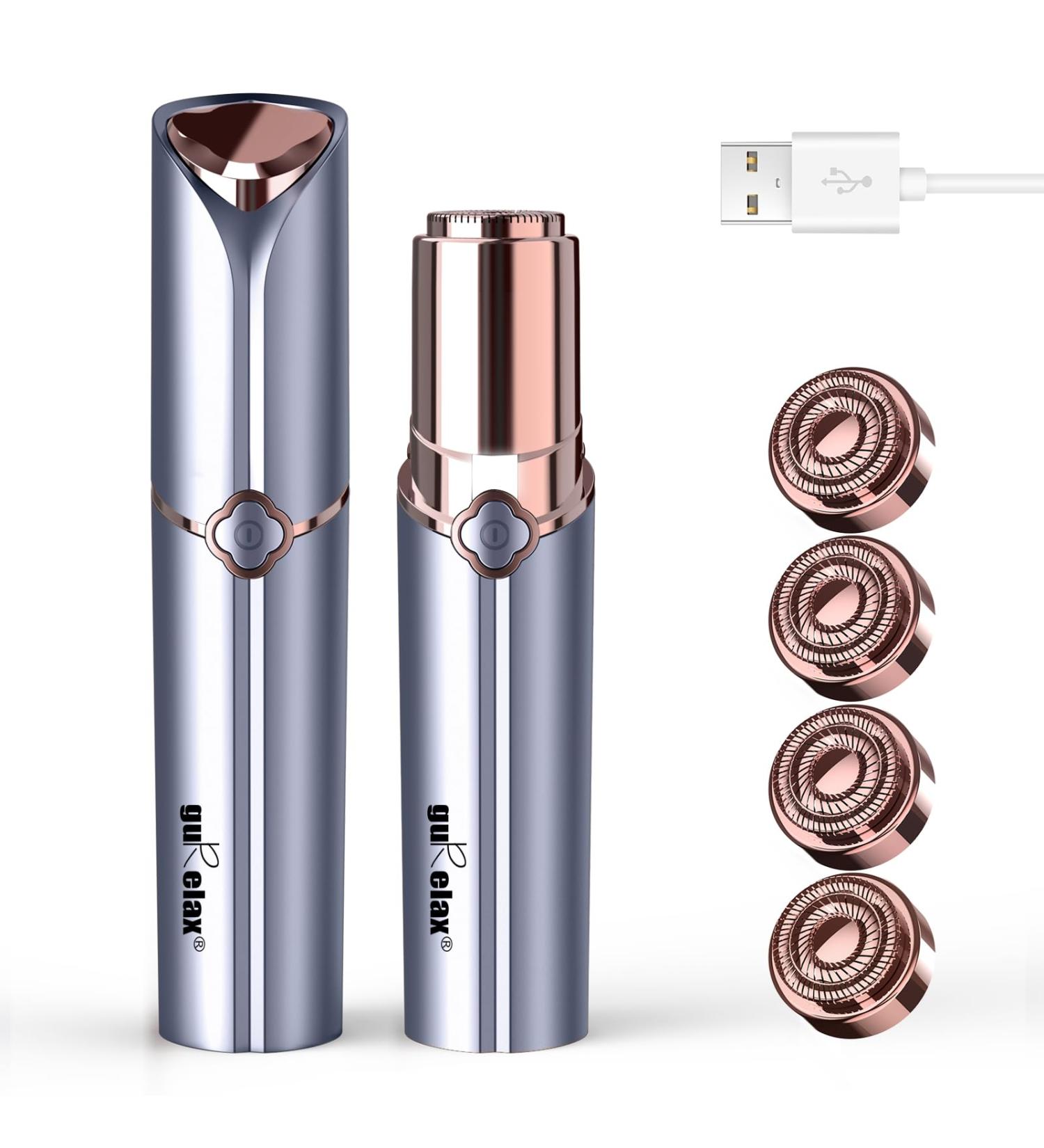 Face Hair Remover for Chin & Upper Lip - 4 Replacement Heads - Women's Epilator in Blue | Smooth & Easy Hair Removal - Buy Online on GoSupps.com