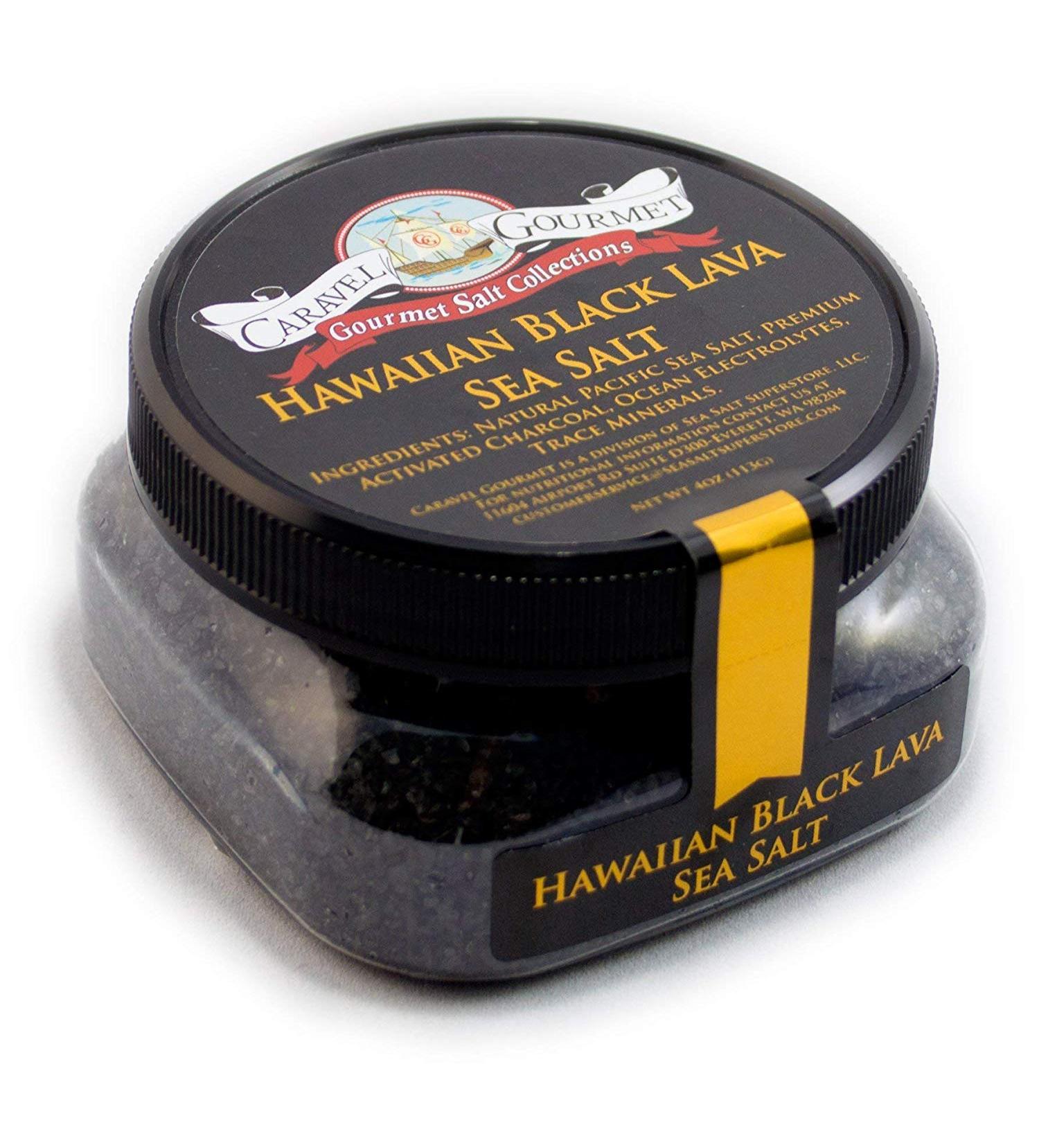 Hawaiian Black Lava Sea Salt Infused with Activated Charcoal - 4 oz Jar - Gluten-Free, MSG-Free, Non-GMO - Buy Online on GoSupps.com
