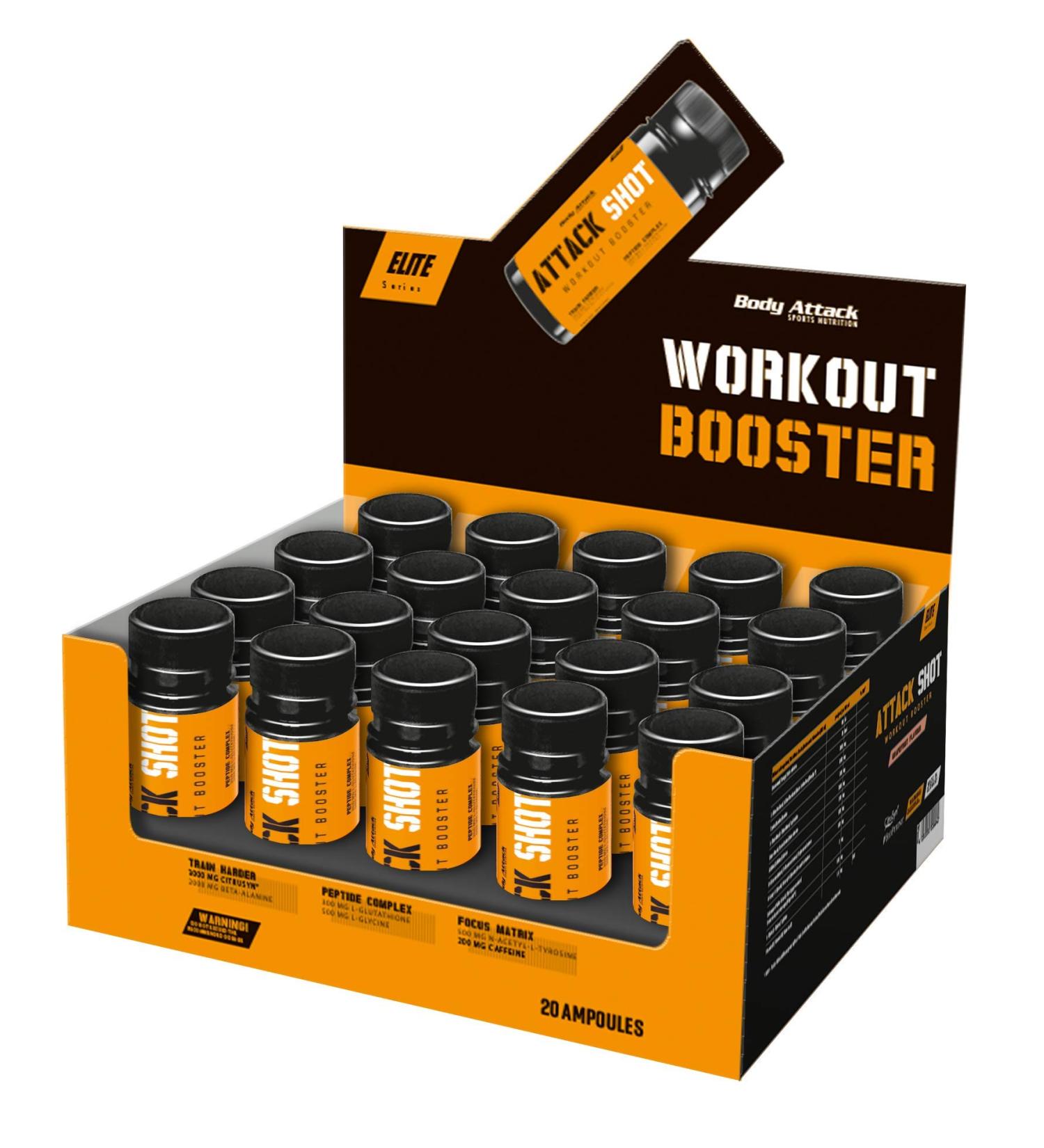 BODY ATTACK Preworkout Booster Shot - Orange Cola 20x60ml | High Dosage Made in Germany - International Shipping Available - Buy Online on GoSupps.com