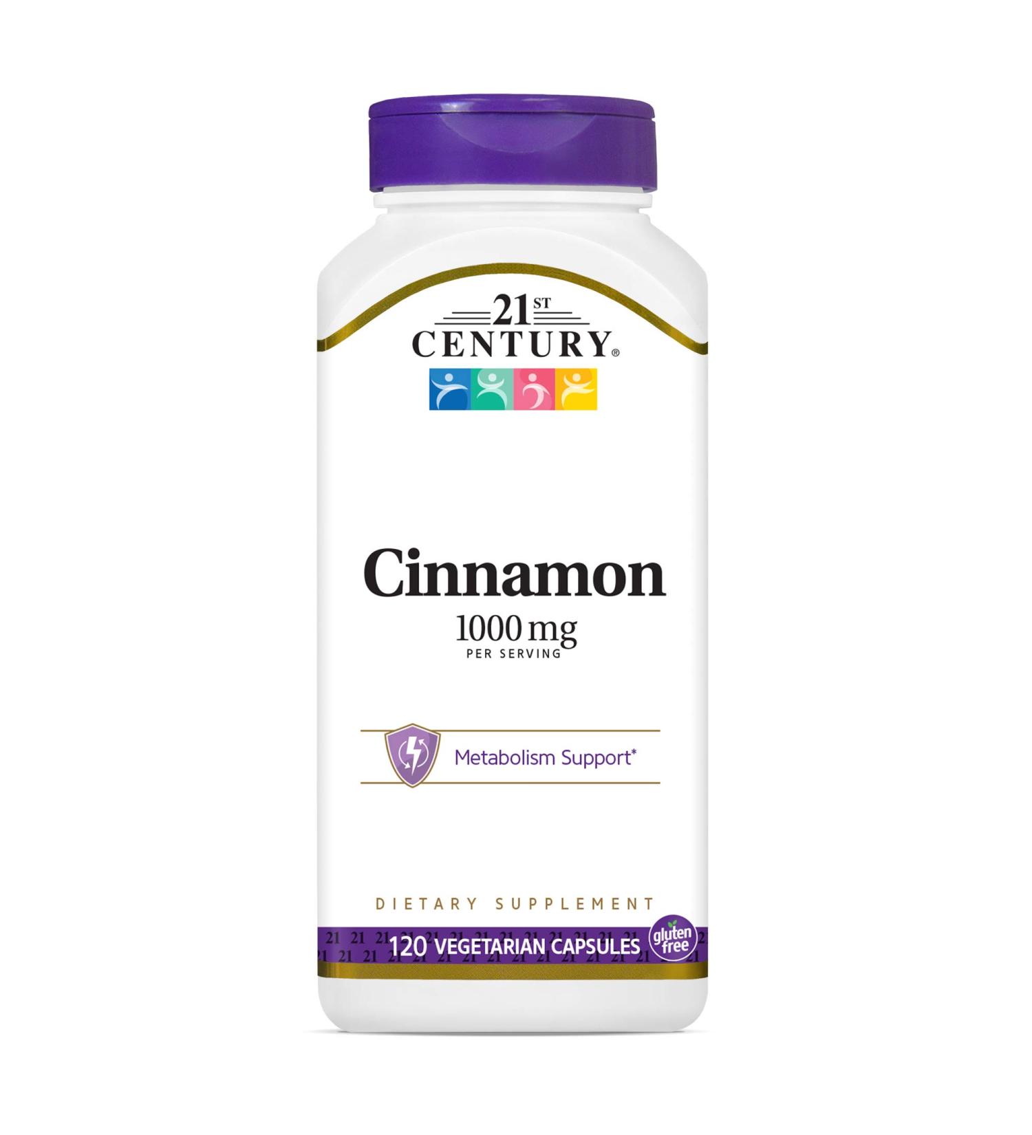 21st Century Cinnamon 1000 mg - 120 Vegetarian Capsules for Healthy Metabolism - Buy Online on GoSupps.com