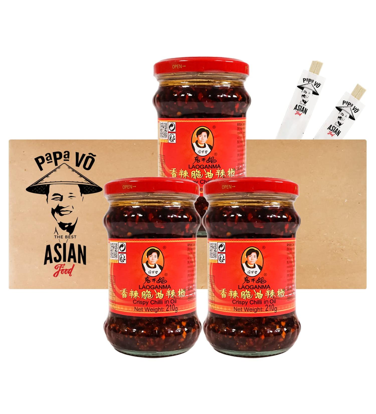 Pack of 3 (3x210g) Lao Gan Ma Crispy Chilli in Oil (Papa Vo )