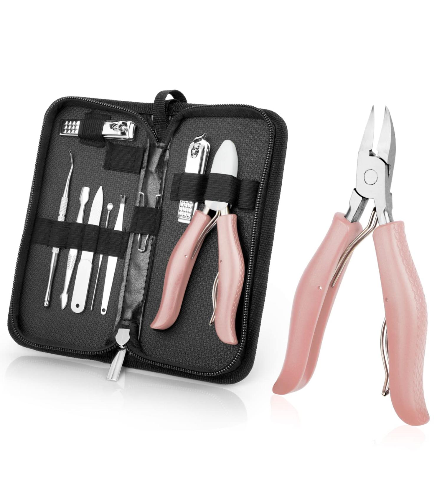 Pink Toenail Clippers for Thick and Ingrown Nails - Professional Podiatrist Kit for Men, Women, Elderly - Heavy Duty Nail Scissors for Toenail Treatment - Buy Online on GoSupps.com