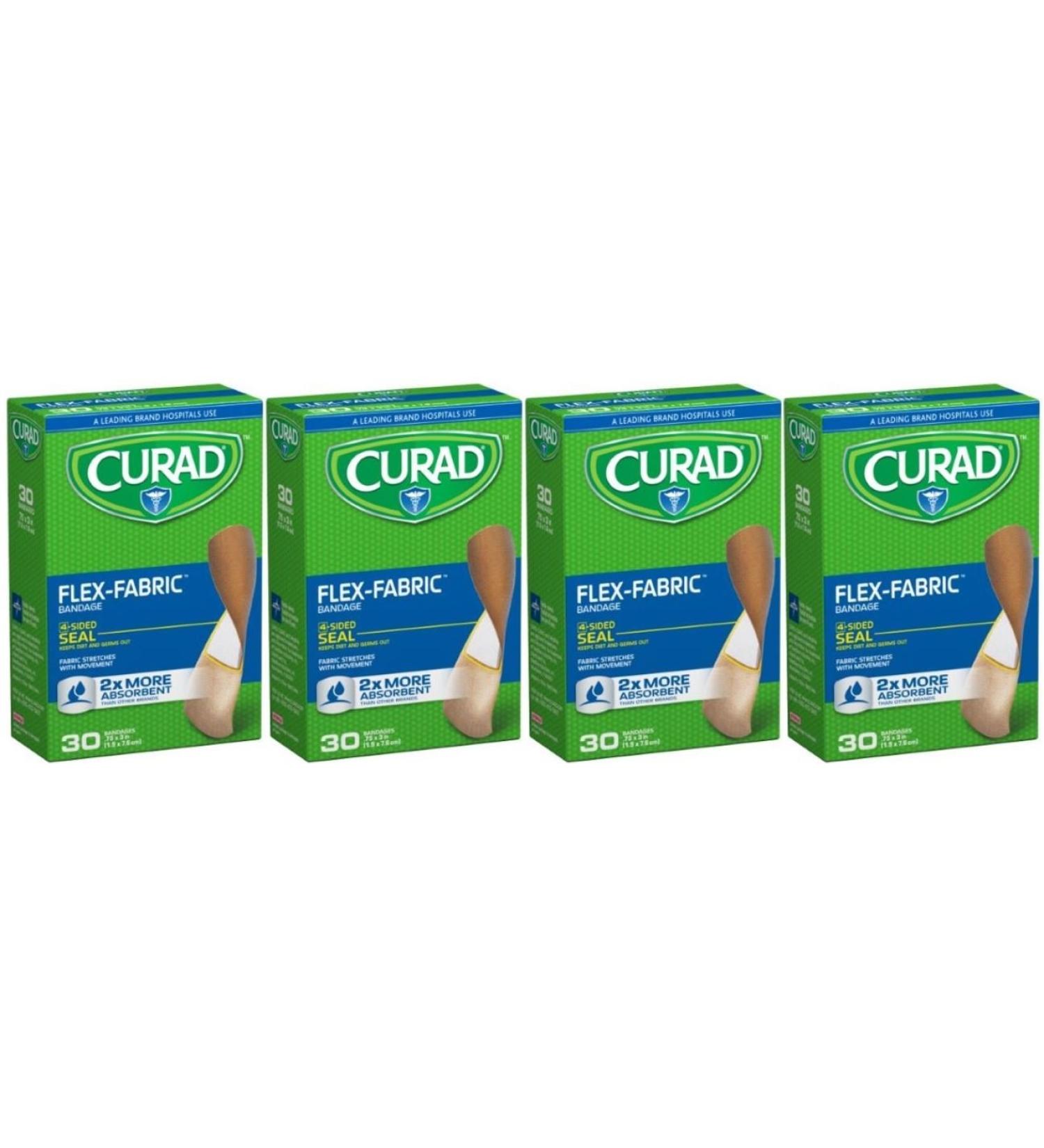 Curad Flex-Fabric Bandages 3/4 x 3 - 30 Count (Pack of 4) - Buy Online on GoSupps.com