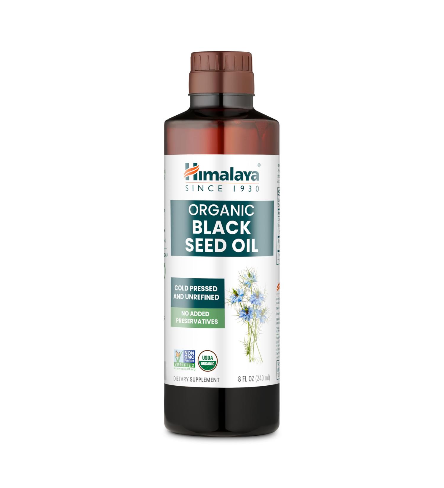 Himalaya Organic Black Seed Oil - Cold-Pressed Unrefined 0.5% Thymoquinone - 8 oz (23 mg/tsp) - Buy Online on GoSupps.com