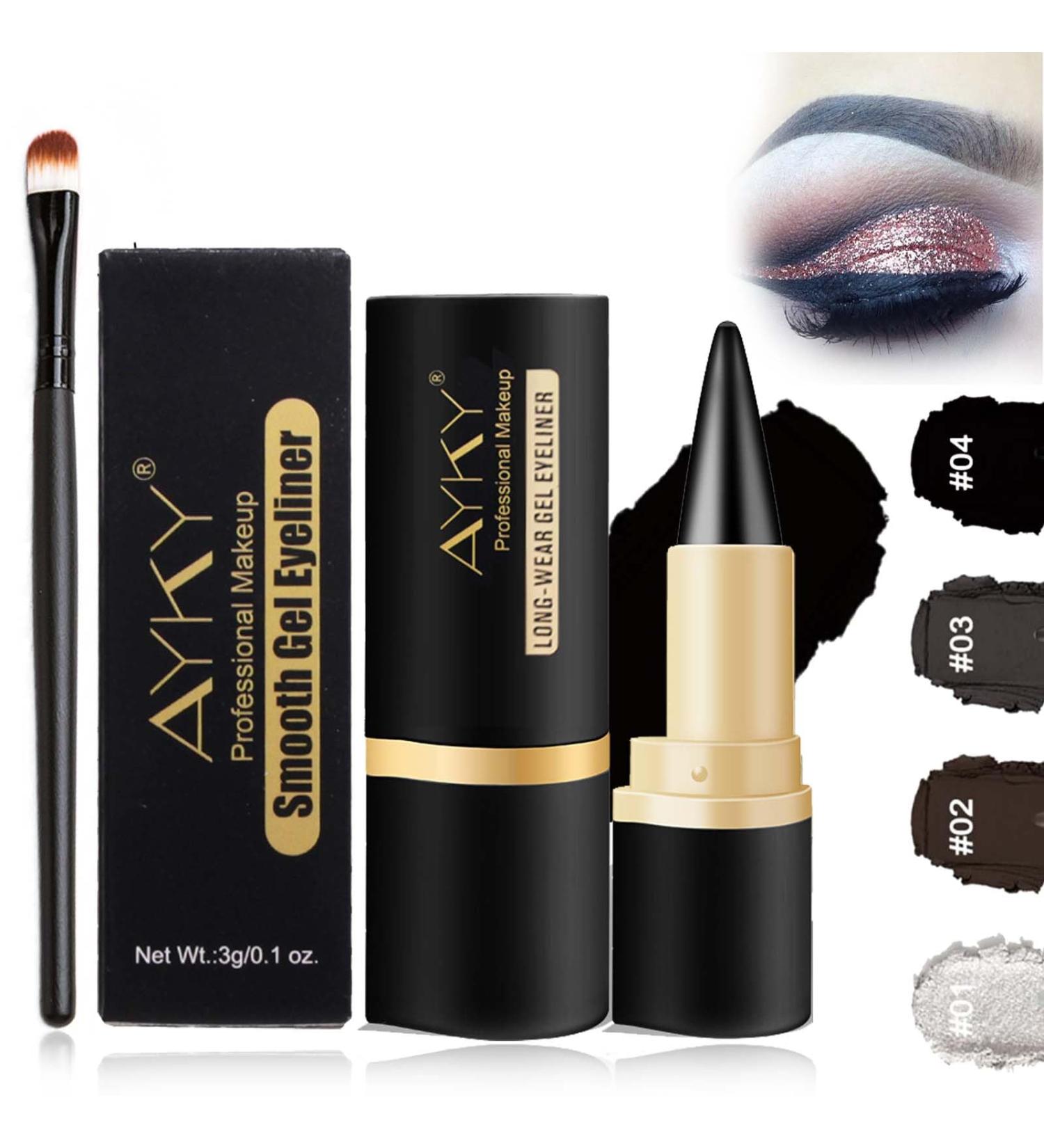 Ayky Long Wear Gel Eyeliner Natural Black Eyeliner Cream Waterproof Rationalu Gel Eyeliner Smokey Eyeshadow Palette Stick Smudge Proof Quick-Drying Matte Create Statement Eye Look (#04) - Buy Online on GoSupps.com