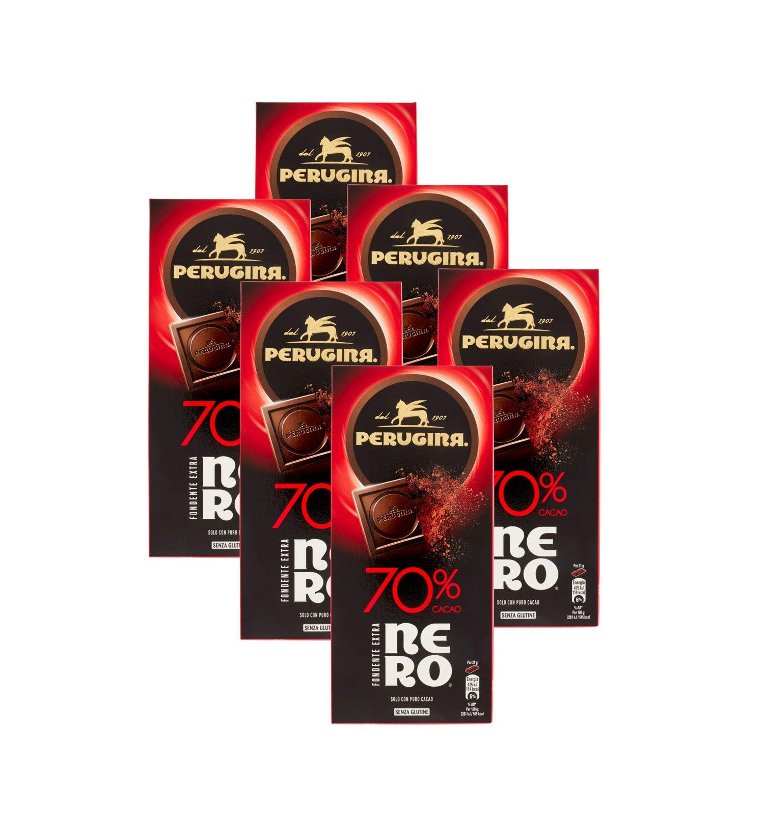 6 packets of black Perugina extra fondant 70% cocoa