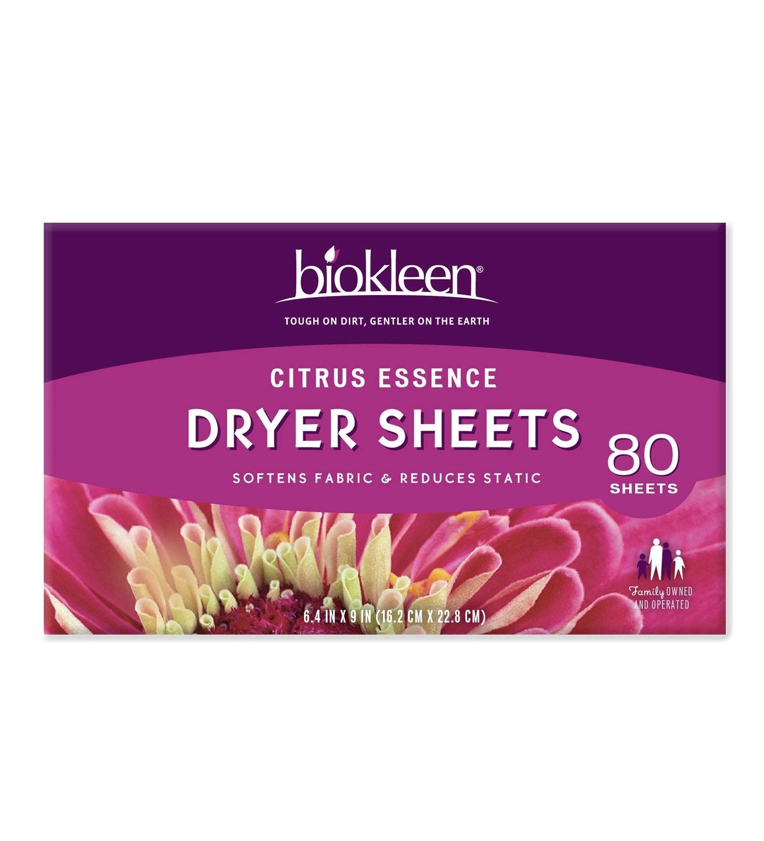 Biokleen Eco-Friendly Laundry Dryer Sheets - Non-Toxic Fabric Softener, Citrus Essence, 80 Count - Buy Online on GoSupps.com